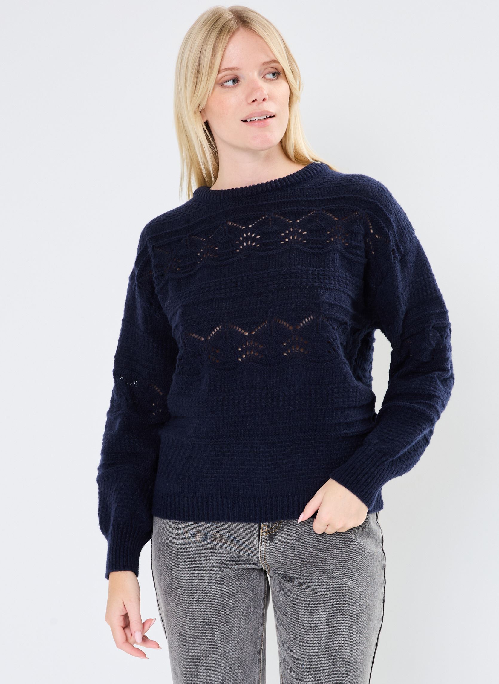 Pulls IHASTRA LS femme bleu Ichi Pulls IHASTRA LS femme bleu Total Eclipse Solid