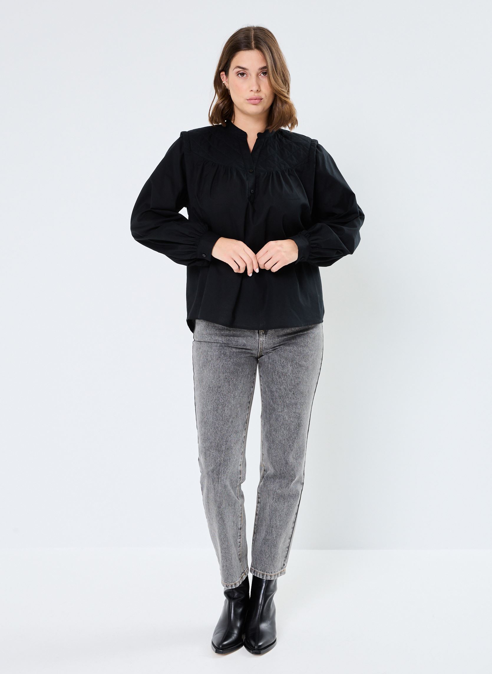 Lange mouw overhemden IHQUILTY LS dames zwart Ichi Lange mouw overhemden IHQUILTY LS dames zwart Black
