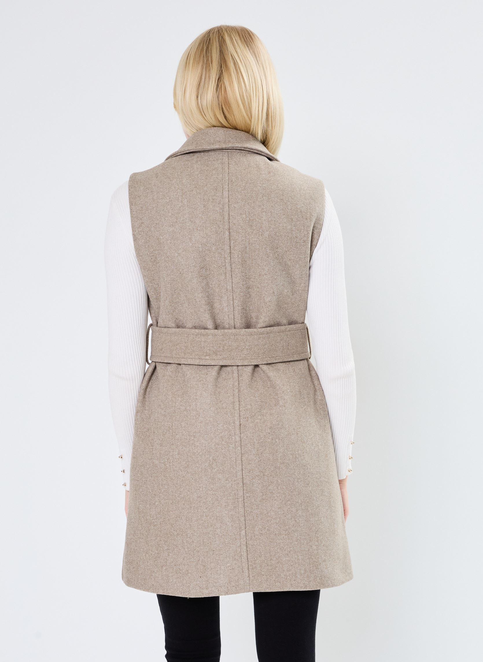 Manteaux BYCILIA WAISTCOAT - femme beige B-Young Manteaux BYCILIA WAISTCOAT - femme beige Sepia Tint Melange
