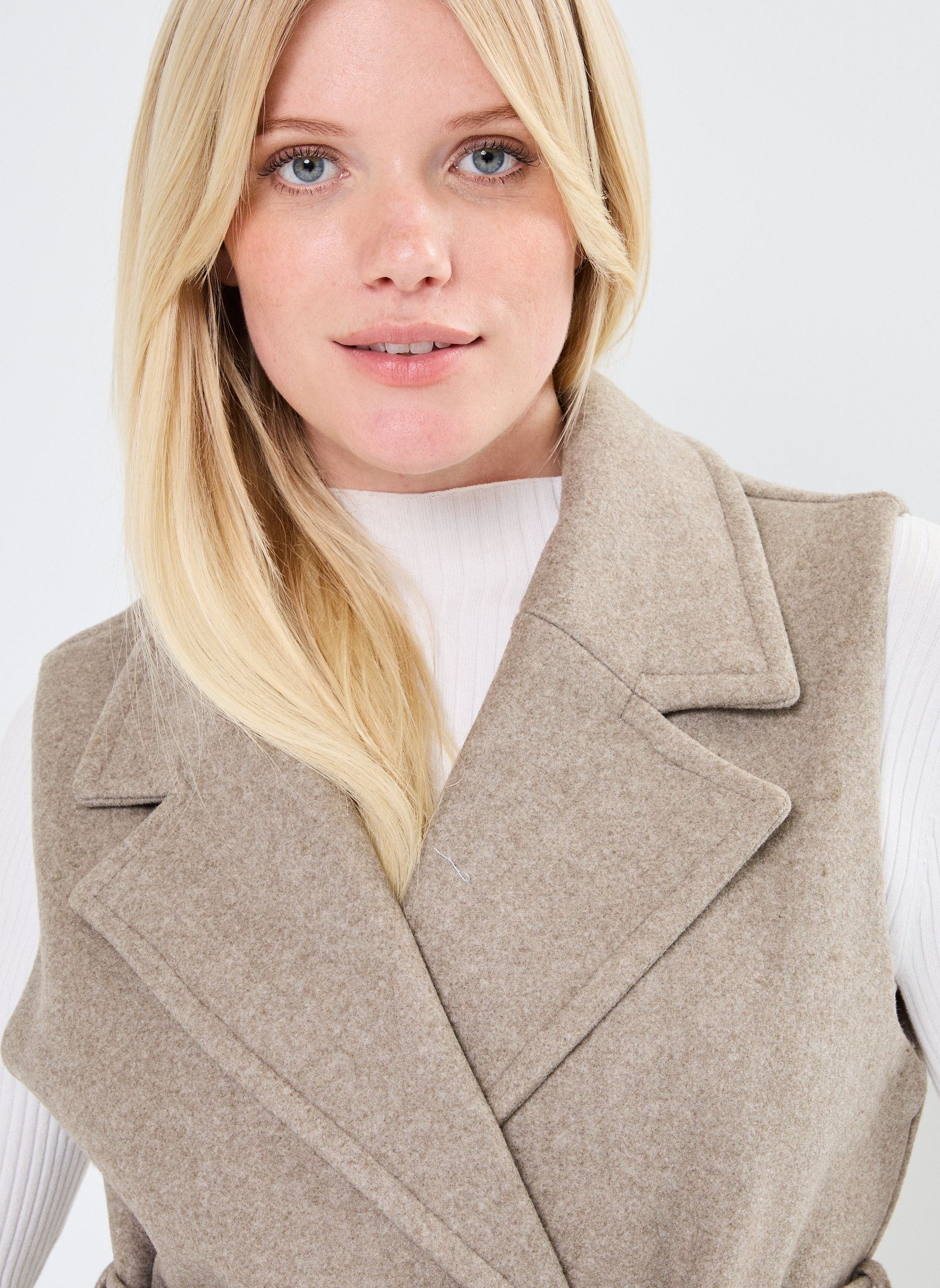 Manteaux BYCILIA WAISTCOAT - femme beige B-Young Manteaux BYCILIA WAISTCOAT - femme beige Sepia Tint Melange