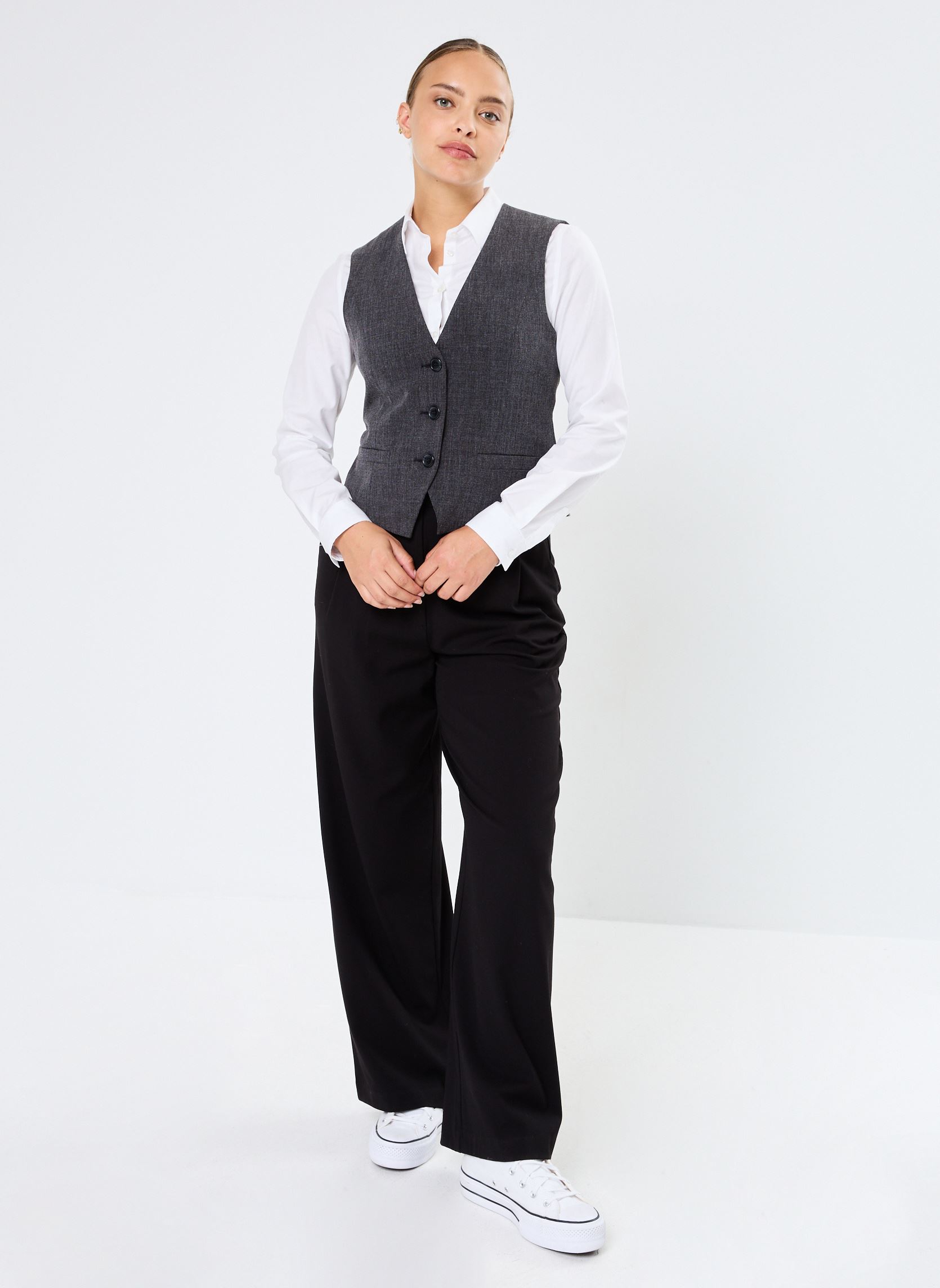 Gilets BYDANTA WAISTCOAT 3 - femme noir B-Young Gilets BYDANTA WAISTCOAT 3 - femme noir BLACK MELANGE