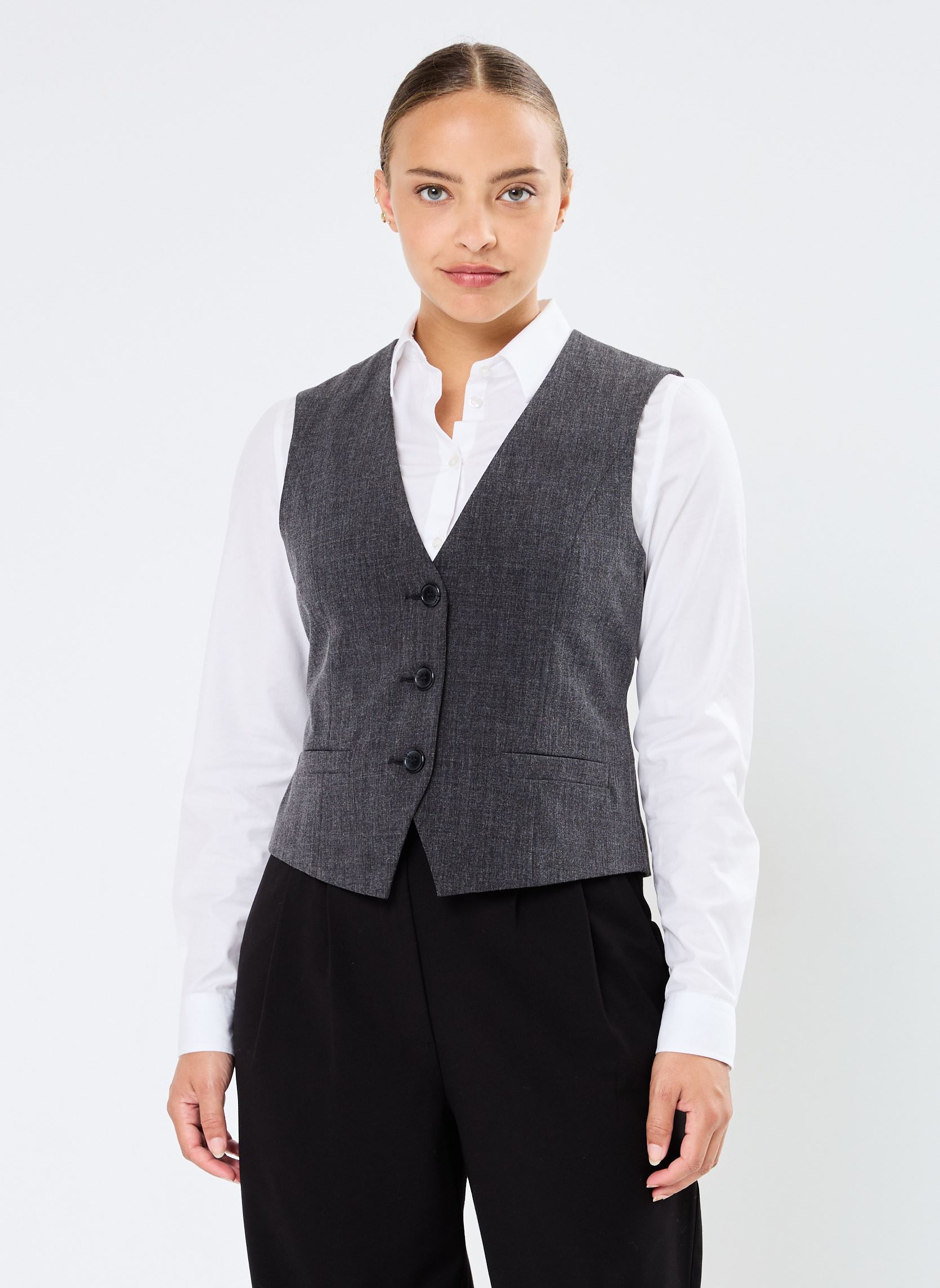 Gilets BYDANTA WAISTCOAT 3 - femme noir B-Young Gilets BYDANTA WAISTCOAT 3 - femme noir BLACK MELANGE
