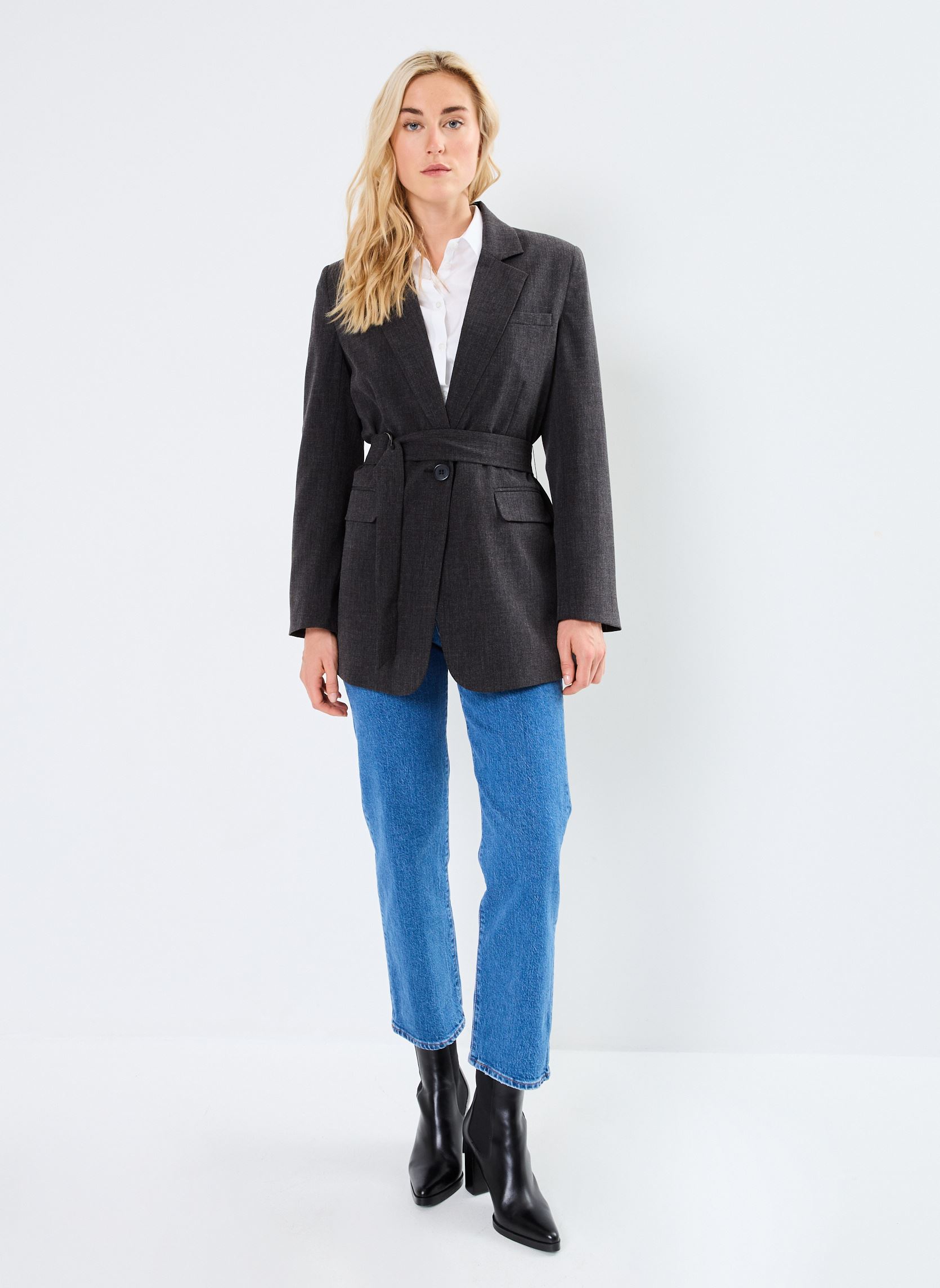 Blazer BYDANTA BELT BLAZER - damen schwarz B-Young Blazer BYDANTA BELT BLAZER - damen schwarz Black Melange