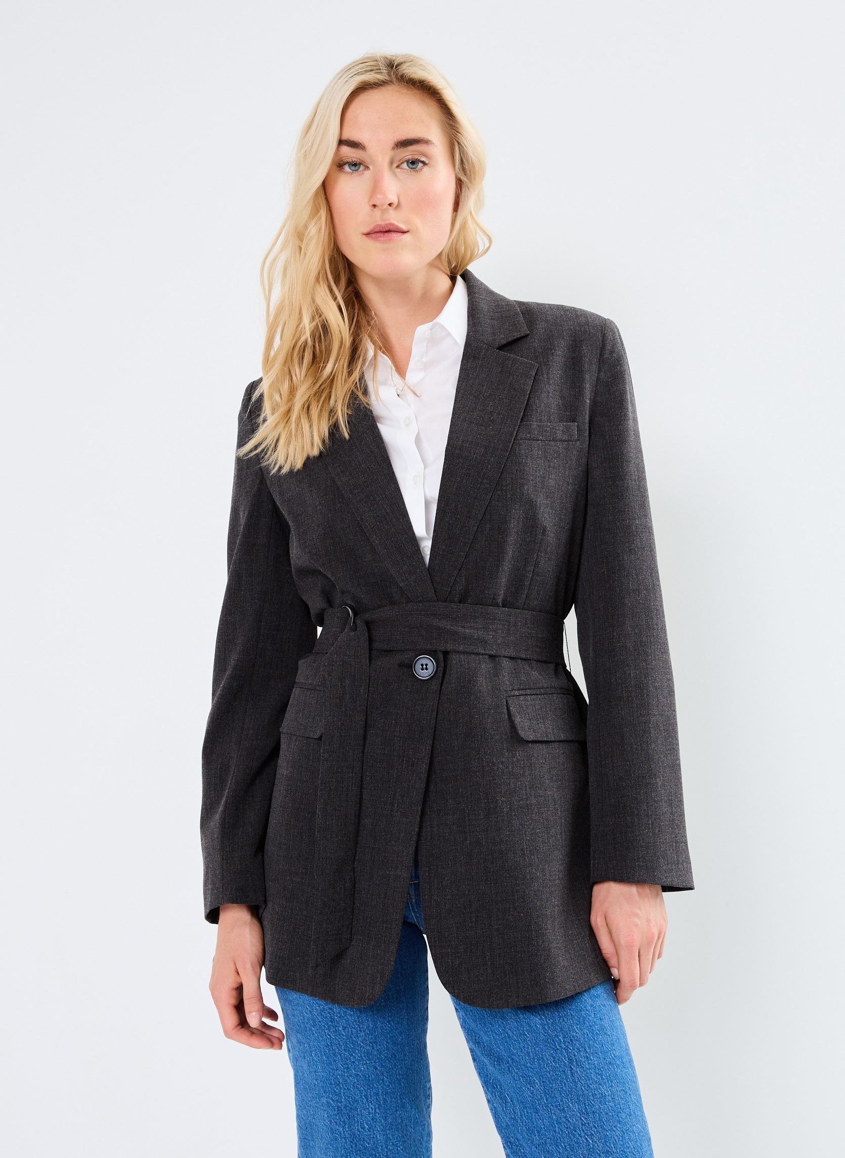 Blazer BYDANTA BELT BLAZER - damen schwarz B-Young Blazer BYDANTA BELT BLAZER - damen schwarz Black Melange