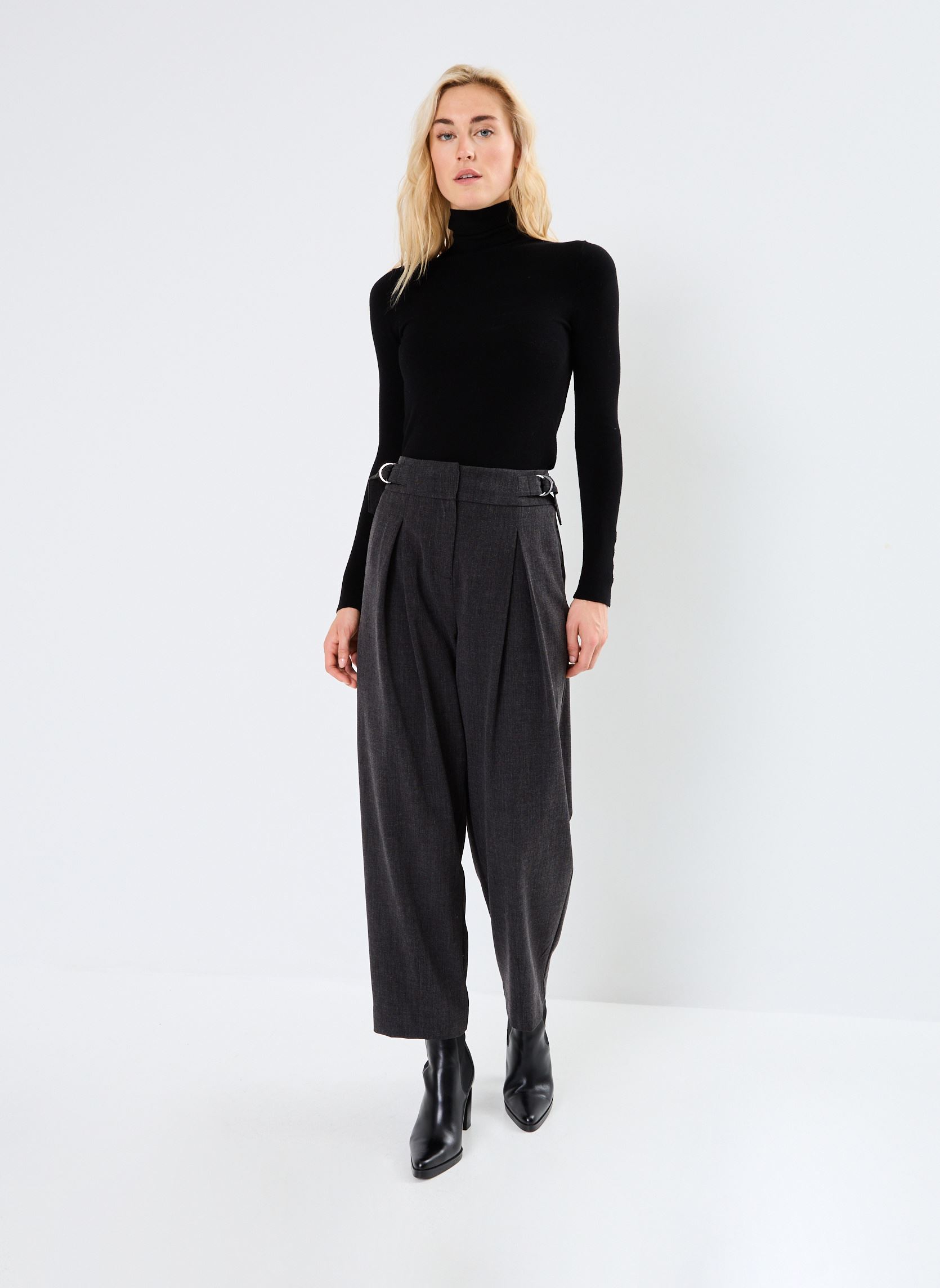 Pantalones rectos BYDANTA DART PANTS - mujer negro B-Young Pantalones rectos BYDANTA DART PANTS - mujer negro Black Melange