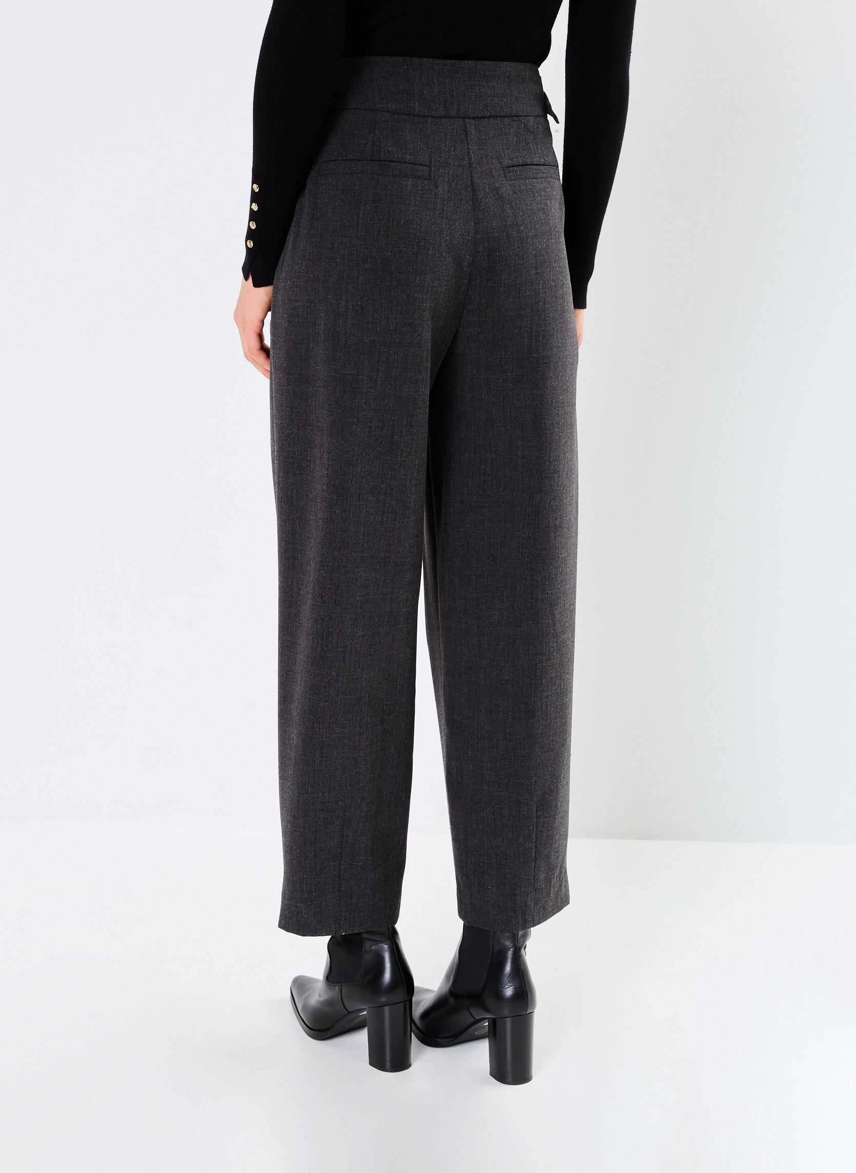 Pantalones rectos BYDANTA DART PANTS - mujer negro B-Young Pantalones rectos BYDANTA DART PANTS - mujer negro Black Melange