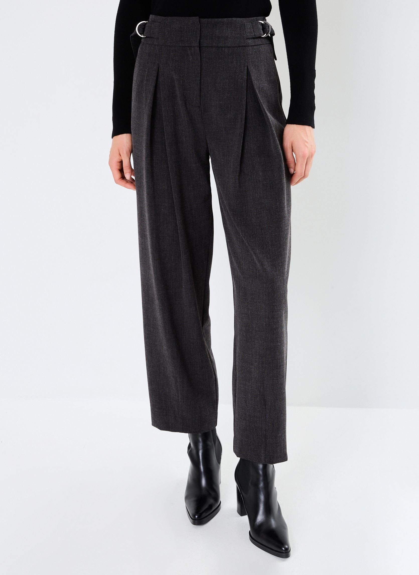 Pantalones rectos BYDANTA DART PANTS - mujer negro B-Young Pantalones rectos BYDANTA DART PANTS - mujer negro Black Melange