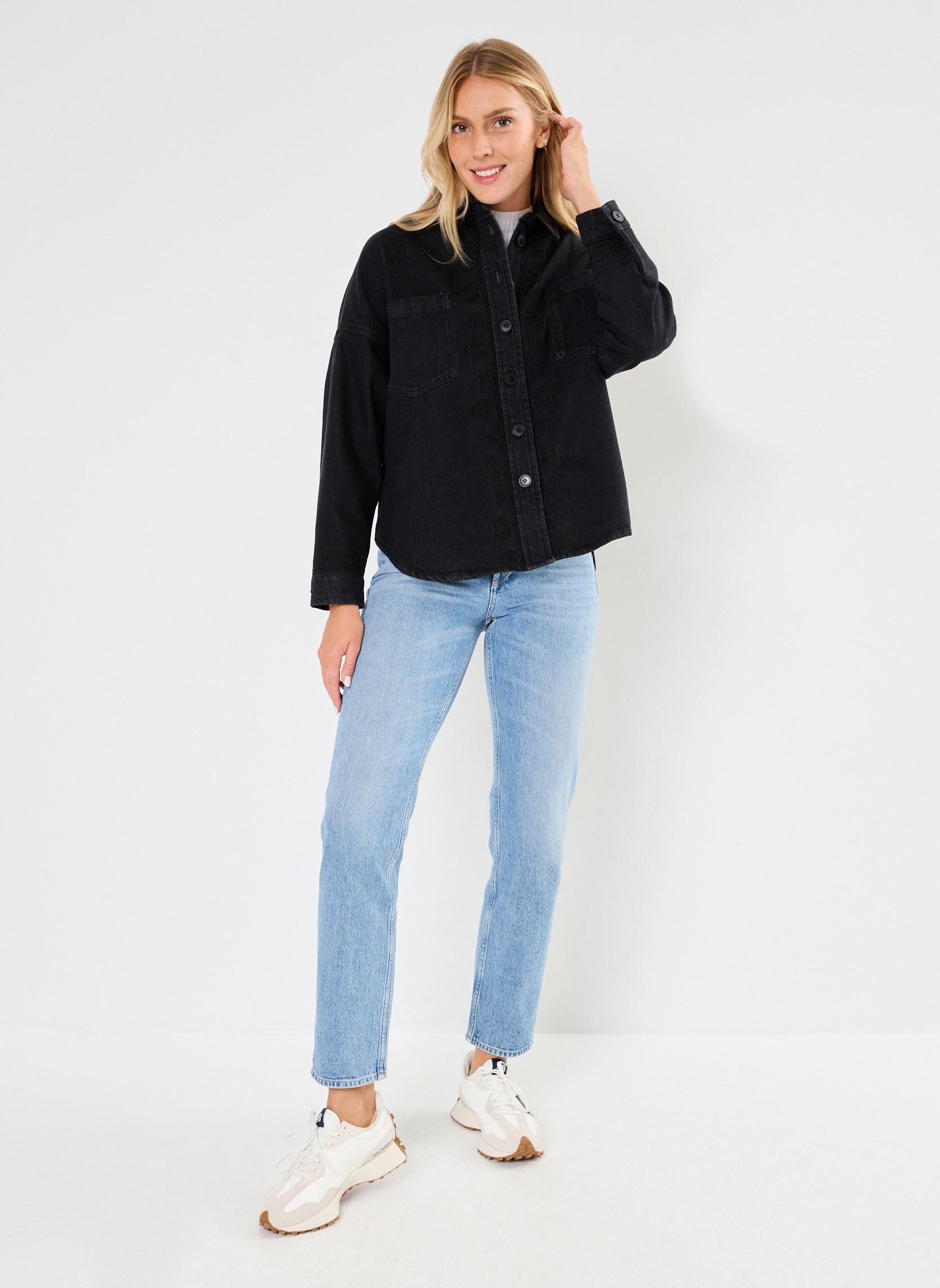 Camisas de manga larga BYKITTA EMBROIDERY SHIRT - mujer negro B-Young Camisas de manga larga BYKITTA EMBROIDERY SHIRT - mujer negro Black Denim