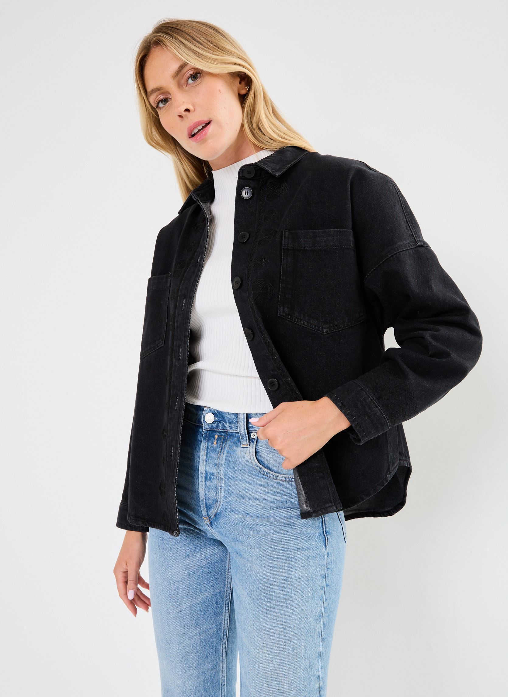 Camisas de manga larga BYKITTA EMBROIDERY SHIRT - mujer negro B-Young Camisas de manga larga BYKITTA EMBROIDERY SHIRT - mujer negro Black Denim