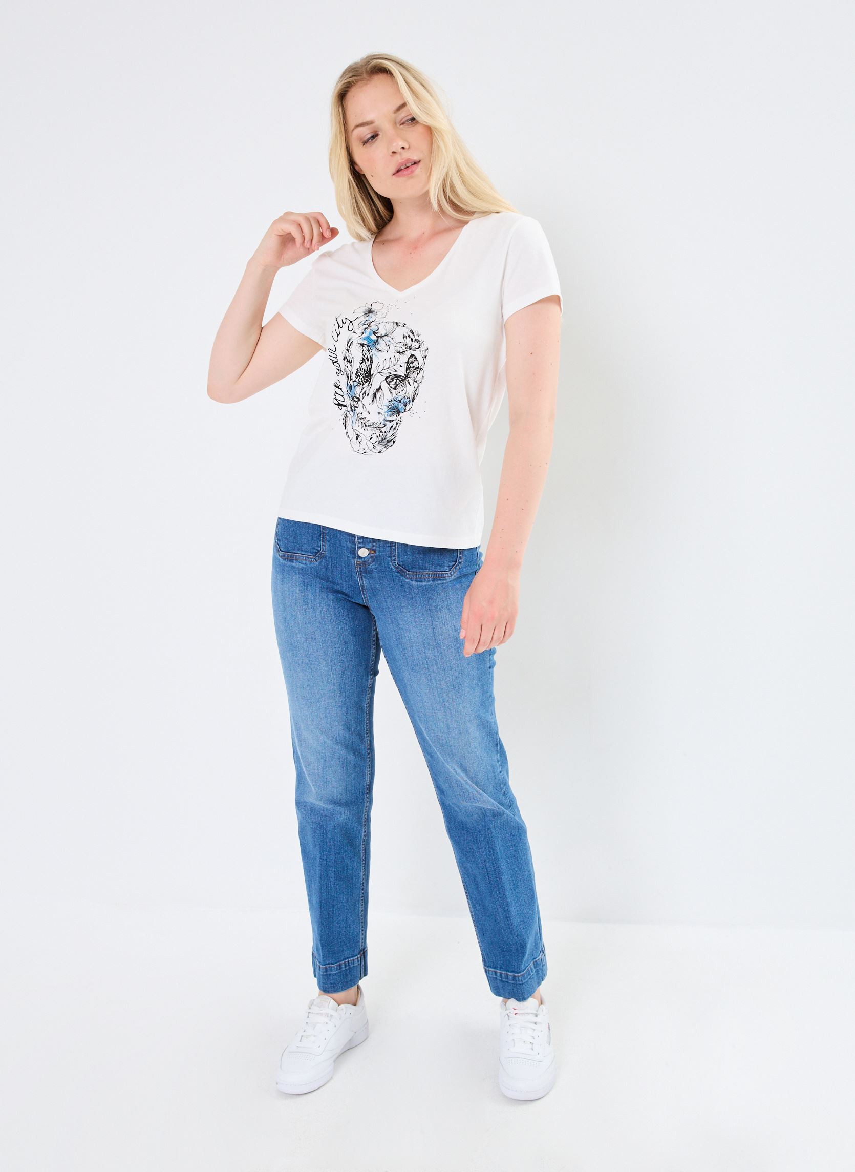 Jeans droit BYKOMMA BUTTON JEANS - femme bleu B-Young Jeans droit BYKOMMA BUTTON JEANS - femme bleu Mid Blue Denim