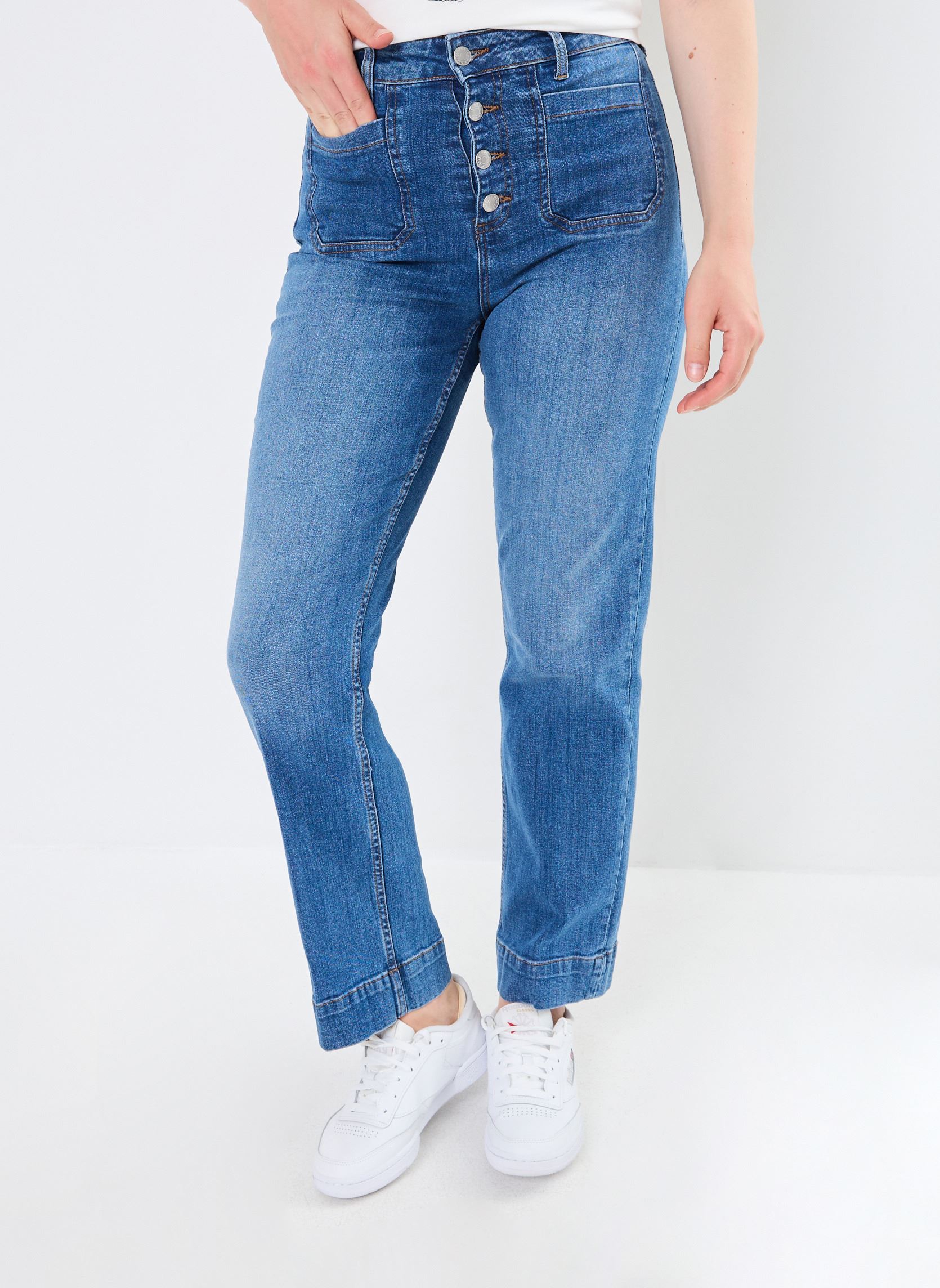 Jeans droit BYKOMMA BUTTON JEANS - femme bleu B-Young Jeans droit BYKOMMA BUTTON JEANS - femme bleu Mid Blue Denim
