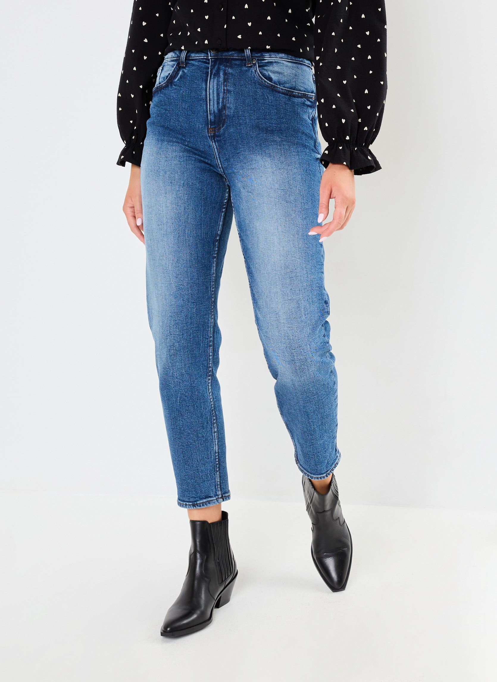 Rechte jeans / Straight Leg Jeans BYMOM BYLOETTA JEANS - dames blauw B-Young Rechte jeans / Straight Leg Jeans BYMOM BYLOETTA JEANS - dames blauw MID BLUE DENIM
