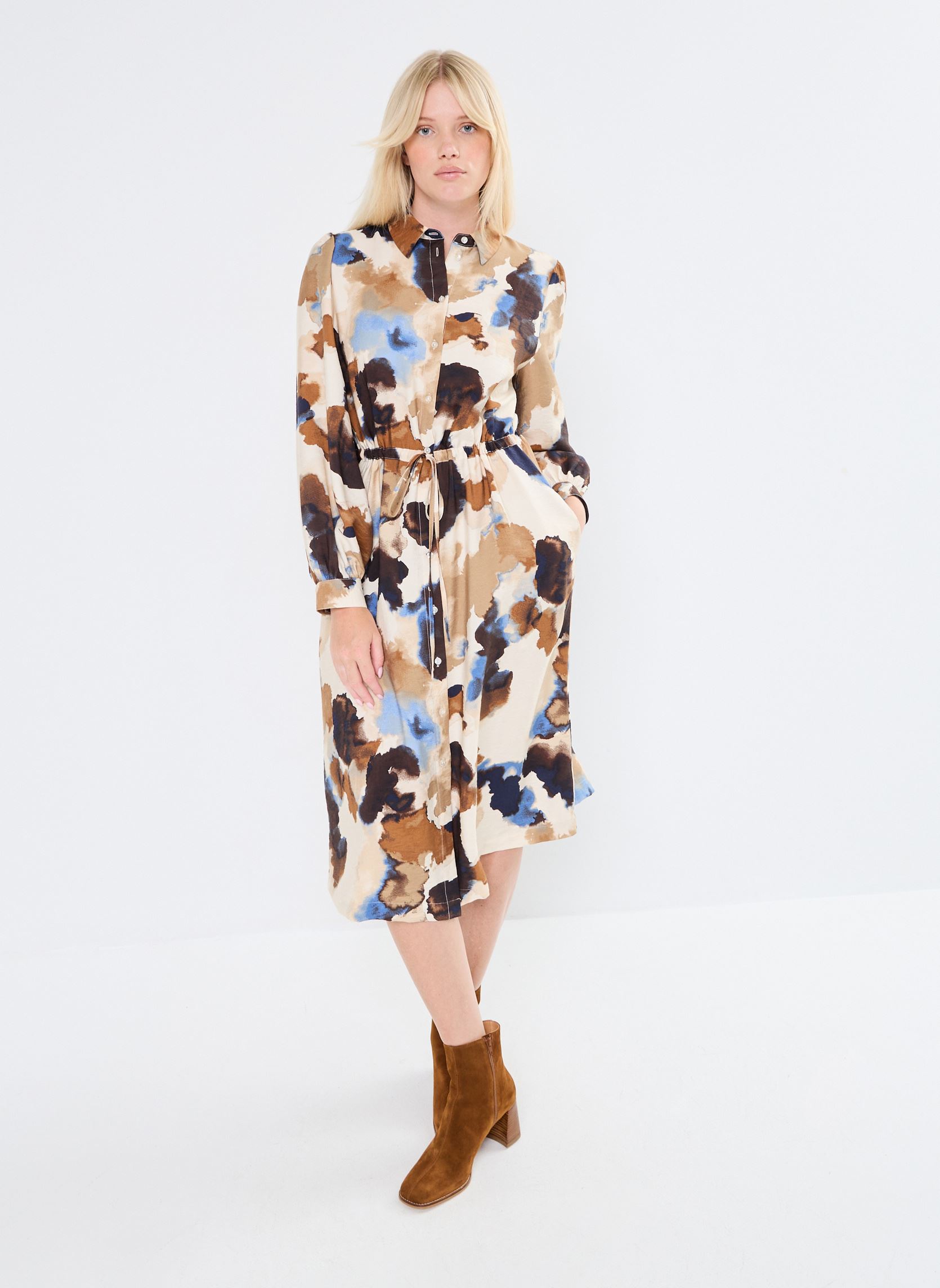 Kleider BYIHAMMA AOP SHIRT DRESS - damen mehrfarbig B-Young Kleider BYIHAMMA AOP SHIRT DRESS - damen mehrfarbig BIRCH WATERCOLOR MIX