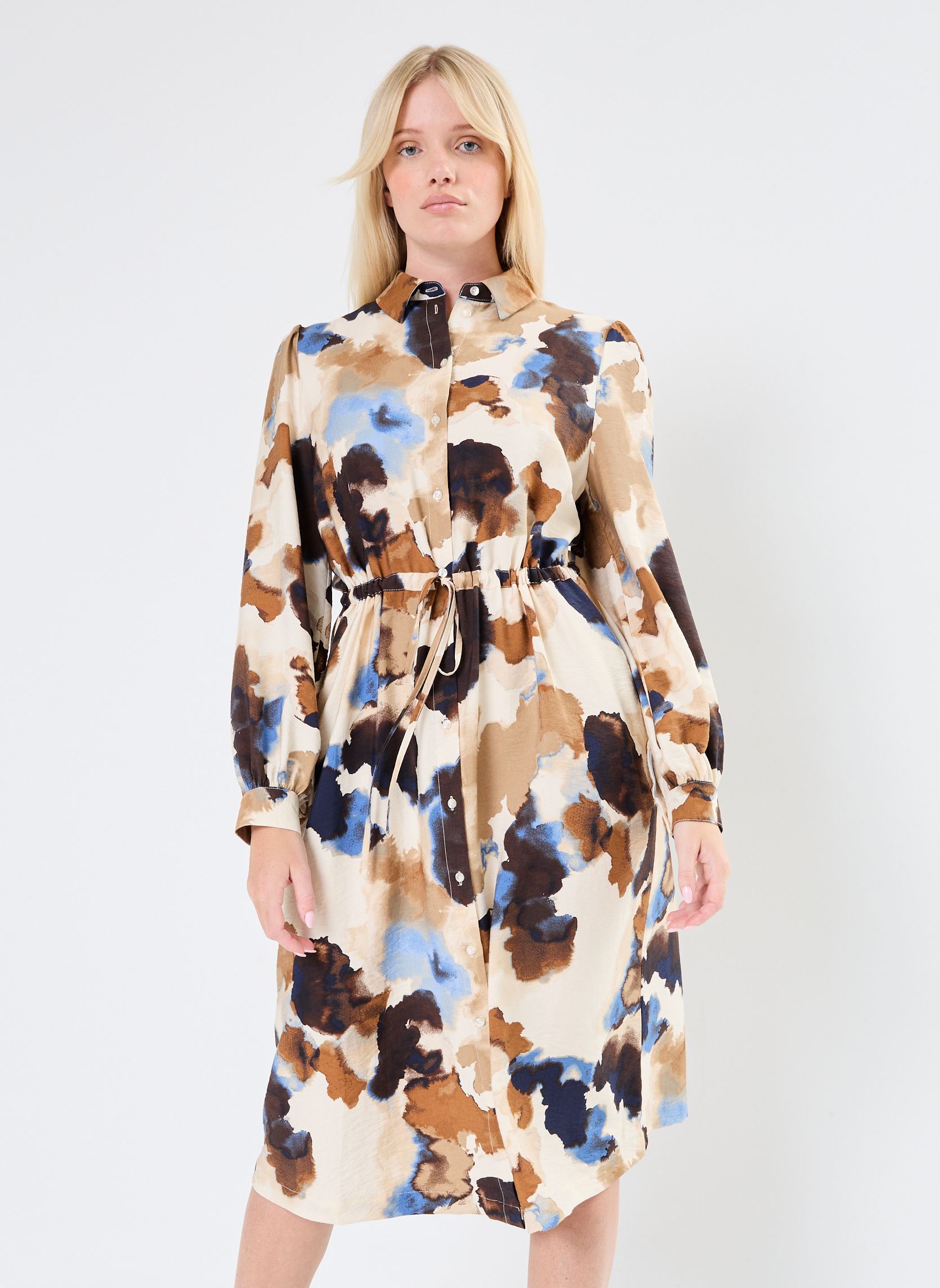 Kleider BYIHAMMA AOP SHIRT DRESS - damen mehrfarbig B-Young Kleider BYIHAMMA AOP SHIRT DRESS - damen mehrfarbig BIRCH WATERCOLOR MIX