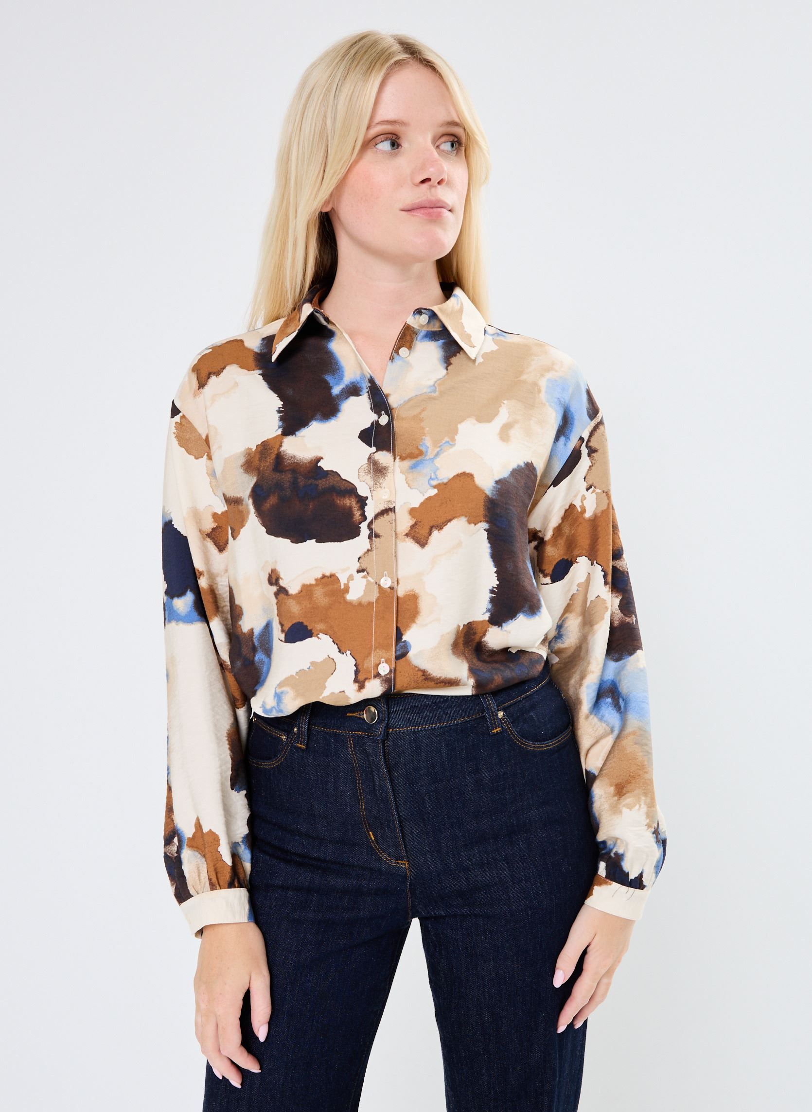 Chemises manches longues BYIHAMMA AOP SHIRT - femme multicolore B-Young Chemises manches longues BYIHAMMA AOP SHIRT - femme multicolore Birch Watercolor Mix