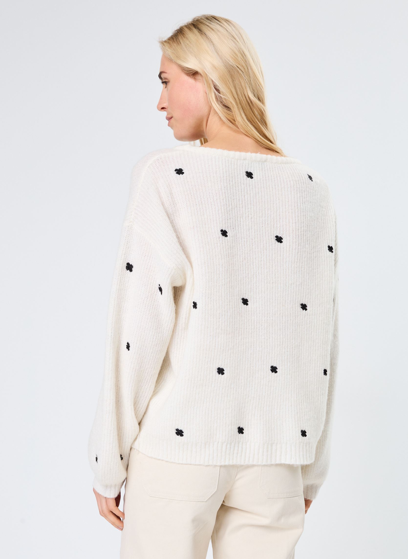 Pullover BYOTIKI EMBROIDERY JUMPER - damen weiß B-Young Pullover BYOTIKI EMBROIDERY JUMPER - damen weiß Marshmallow Mix