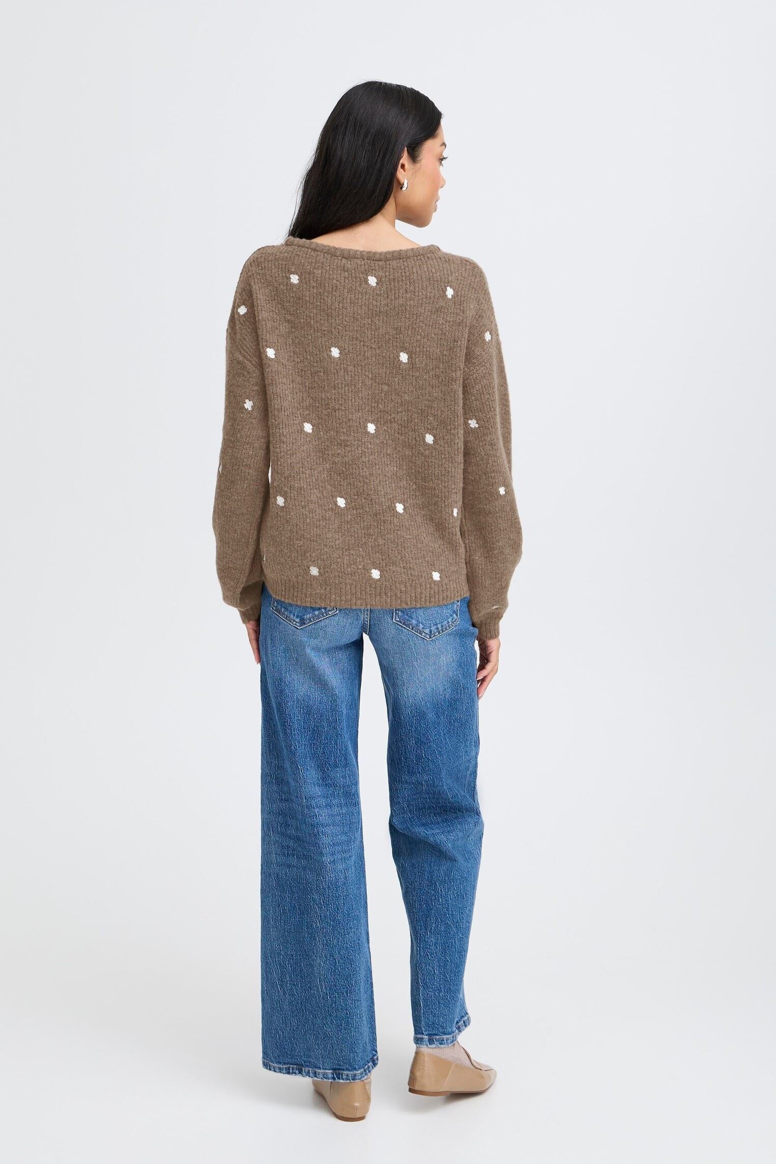 Pullover BYOTIKI EMBROIDERY JUMPER - damen braun B-Young Pullover BYOTIKI EMBROIDERY JUMPER - damen braun Walnut Mix