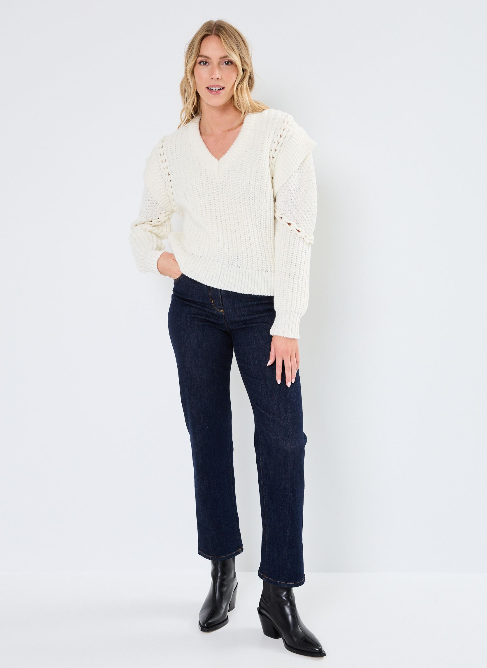 Truien BYOMEGA JUMPER - dames wit B-Young Truien BYOMEGA JUMPER - dames wit Marshmallow