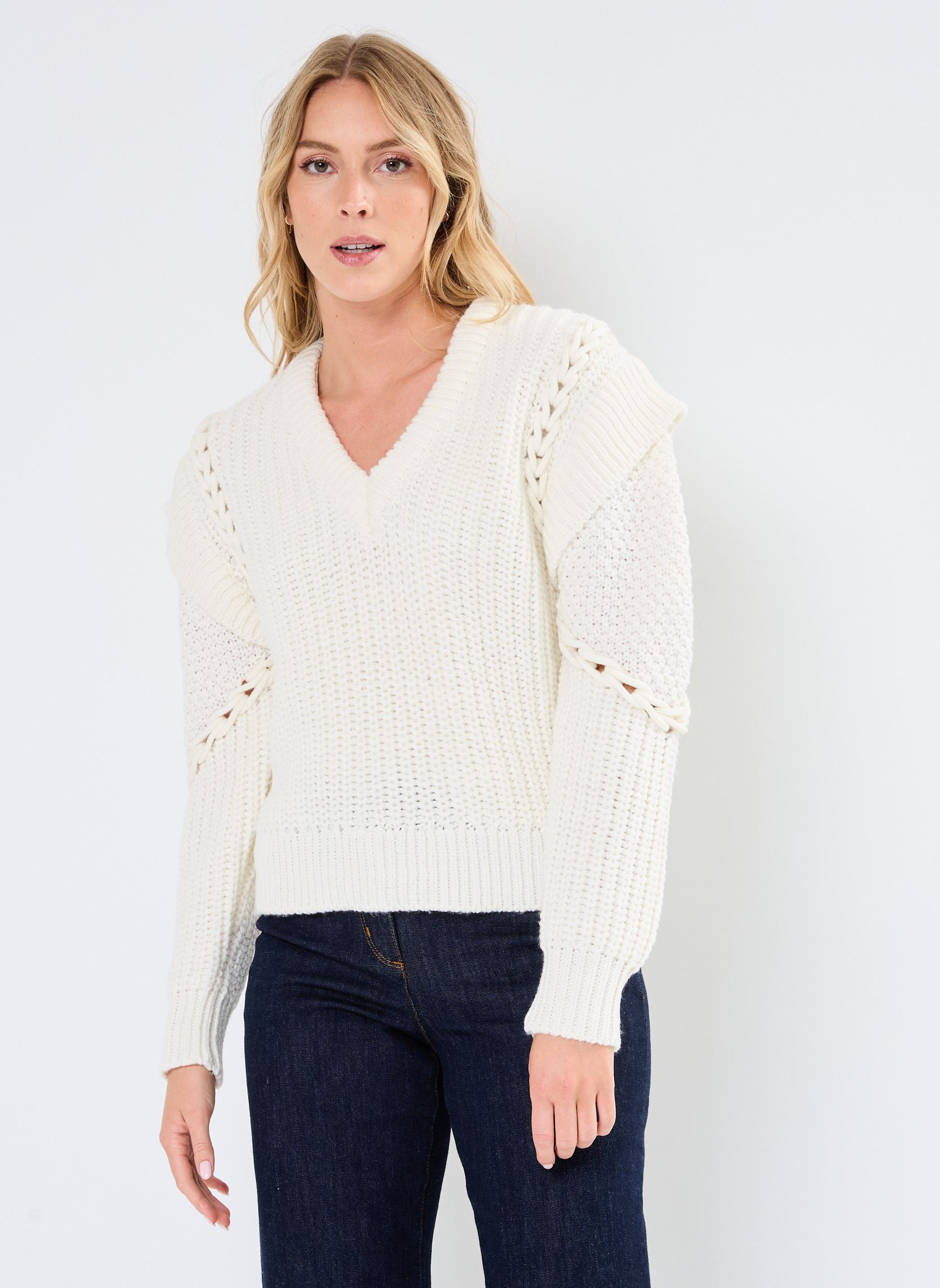 Truien BYOMEGA JUMPER - dames wit B-Young Truien BYOMEGA JUMPER - dames wit Marshmallow