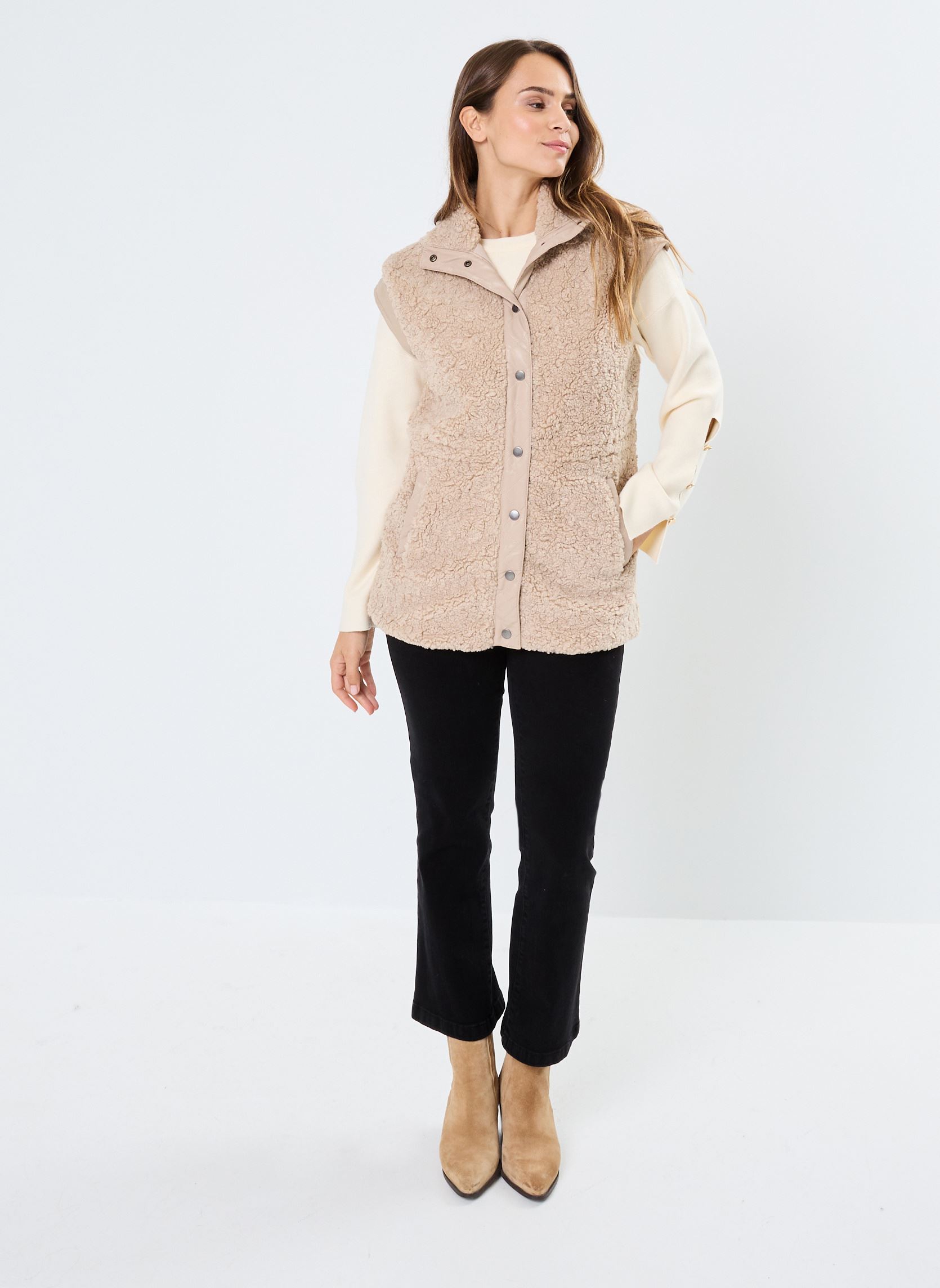Chalecos BYANAMAJ WAISTCOAT - mujer beige B-Young Chalecos BYANAMAJ WAISTCOAT - mujer beige HUMUS