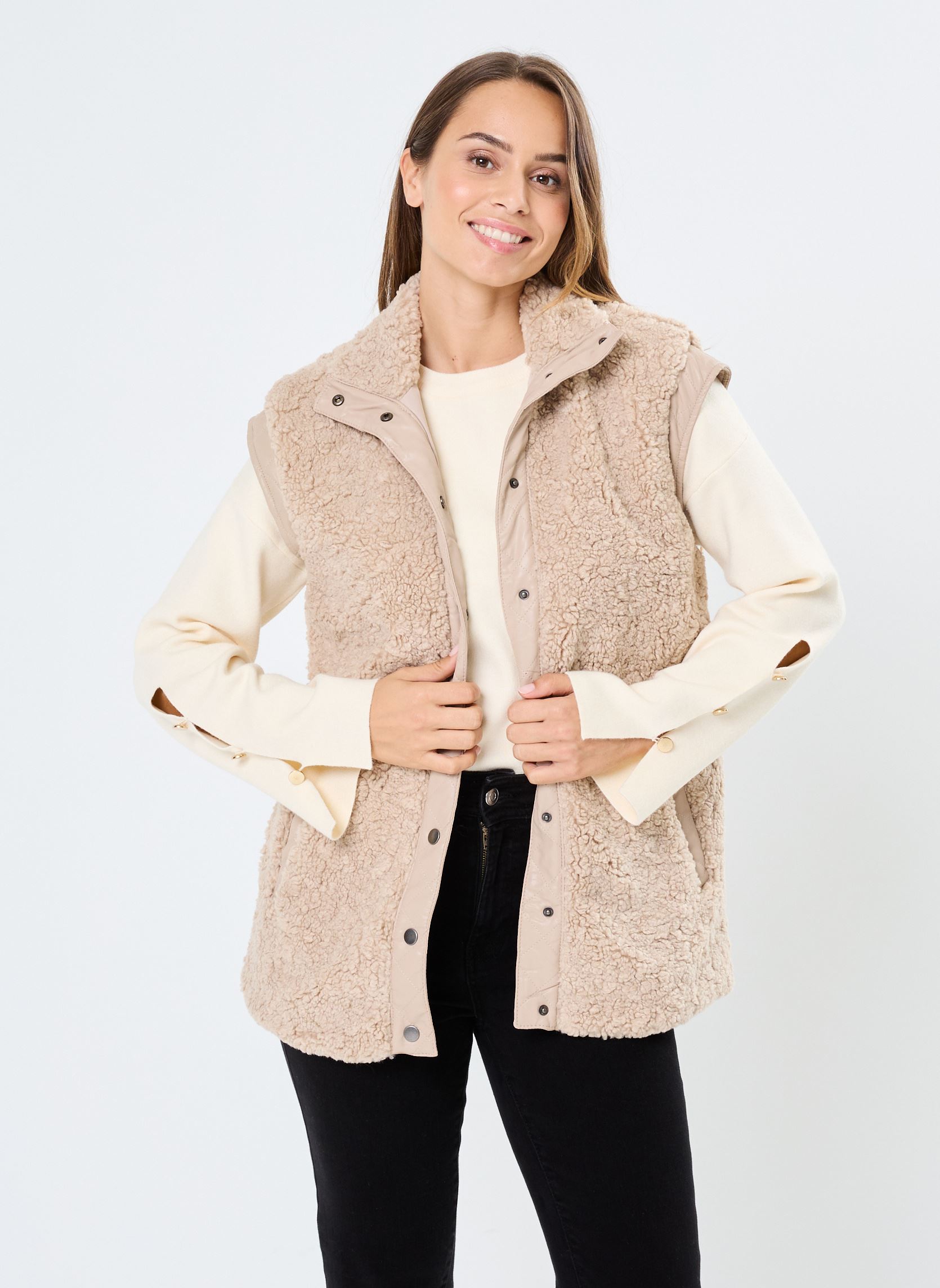 Chalecos BYANAMAJ WAISTCOAT - mujer beige B-Young Chalecos BYANAMAJ WAISTCOAT - mujer beige HUMUS