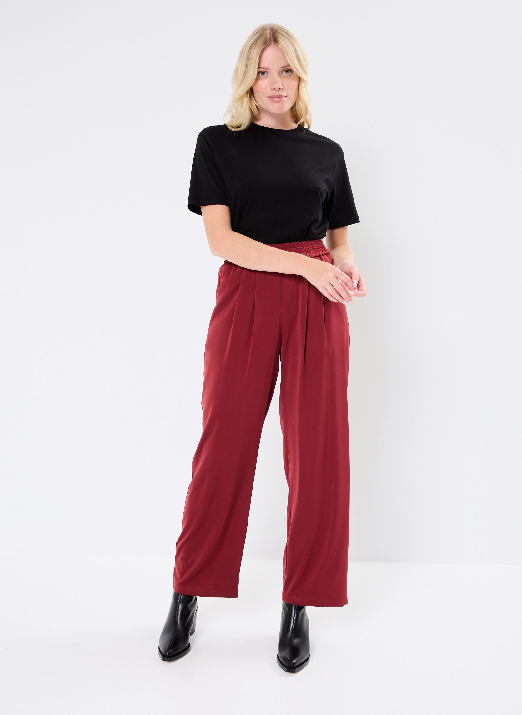 Pantalons droit BYIDONA PANTS - femme bordeaux B-Young Pantalons droit BYIDONA PANTS - femme bordeaux Pomegranate