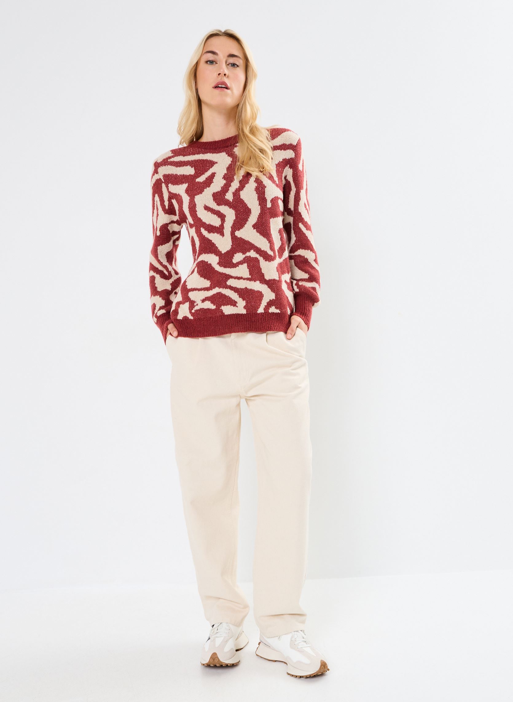 Pullover BYODILLE JAQUARD JUMPER - damen bordeaux B-Young Pullover BYODILLE JAQUARD JUMPER - damen bordeaux Pomegranate Mix