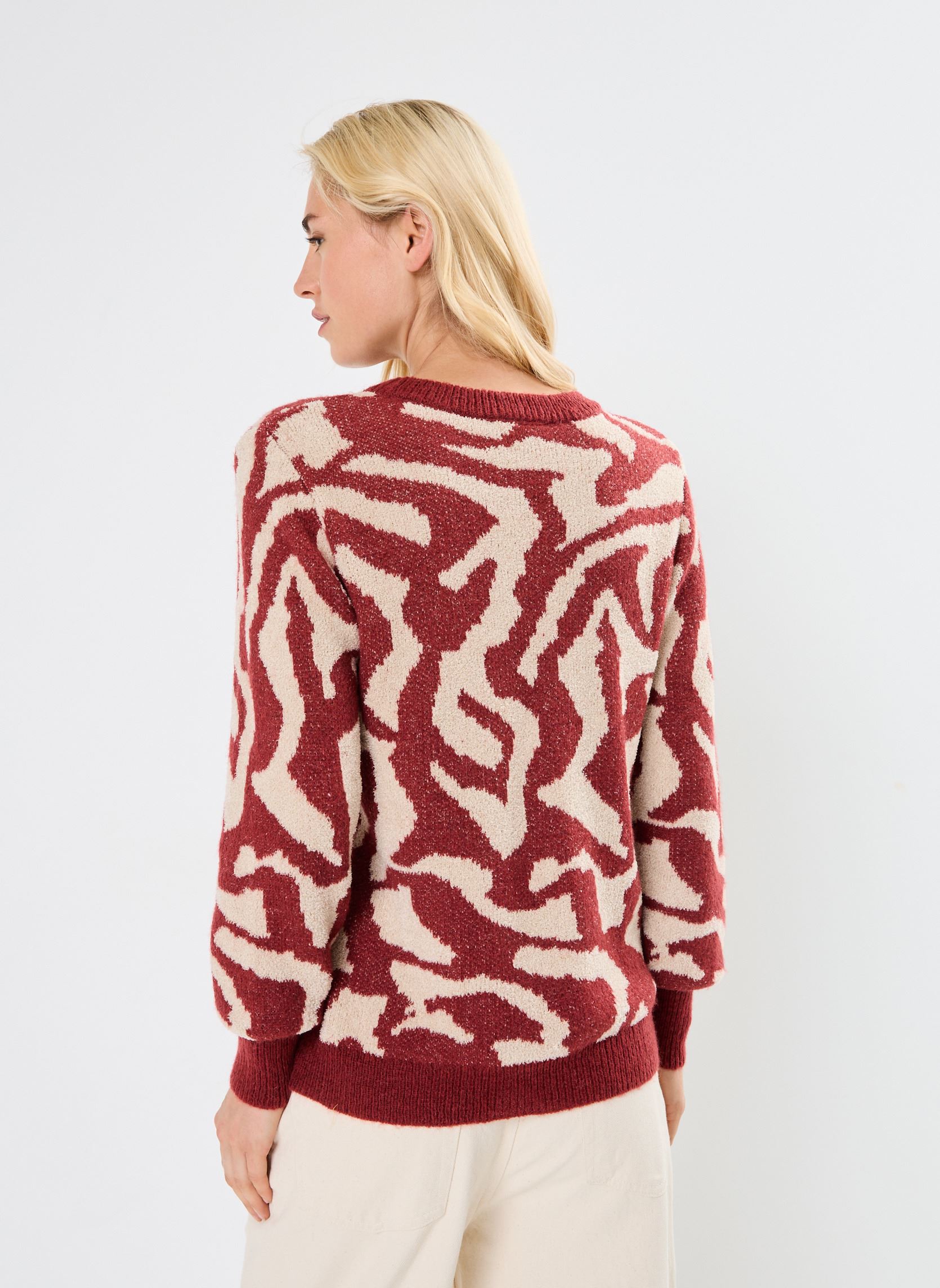 Pullover BYODILLE JAQUARD JUMPER - damen bordeaux B-Young Pullover BYODILLE JAQUARD JUMPER - damen bordeaux Pomegranate Mix
