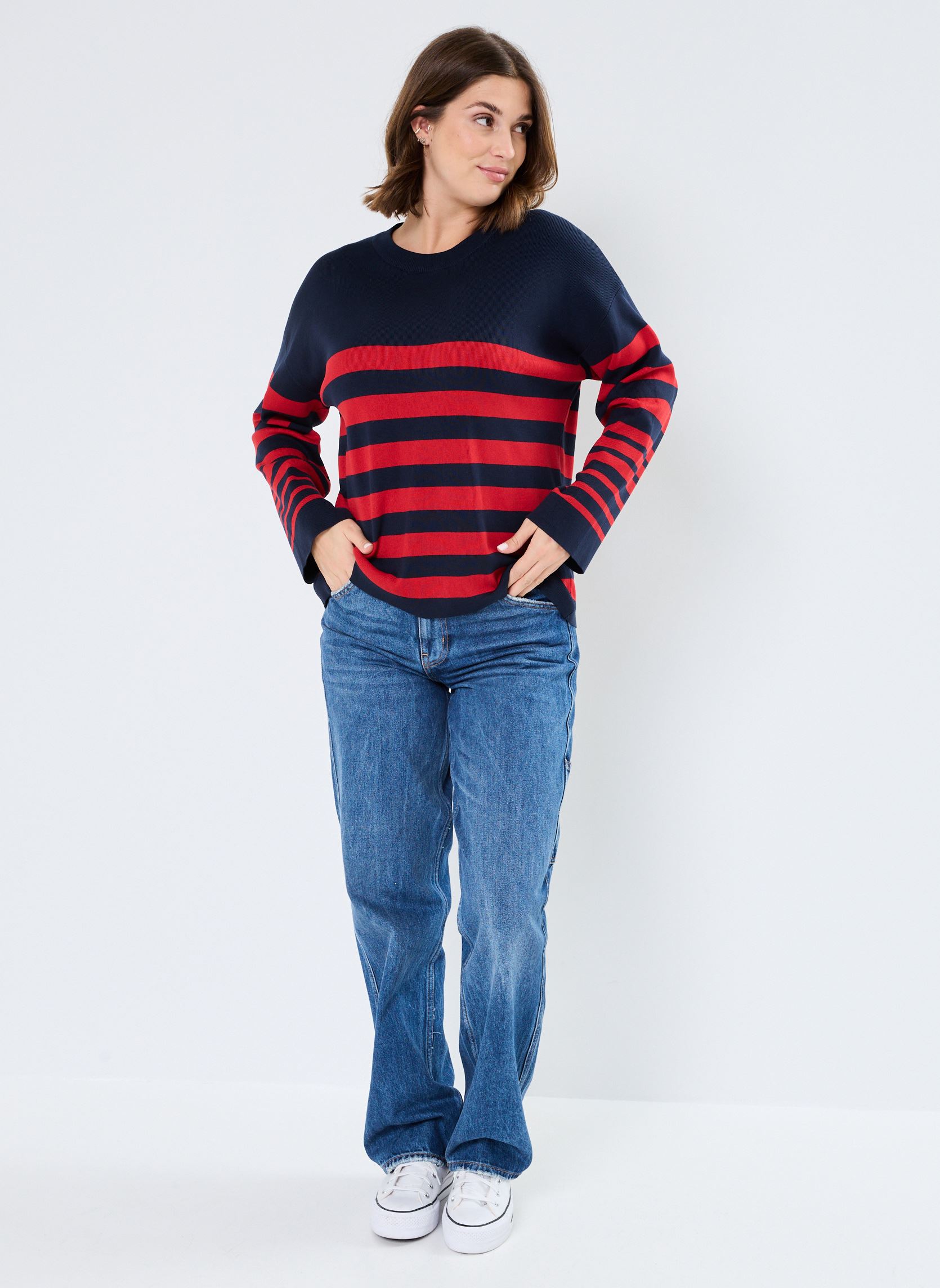 Pullover BYMMORLA WIDE SLEEVE JUMPER - damen blau B-Young Pullover BYMMORLA WIDE SLEEVE JUMPER - damen blau Navy Blazer Mix