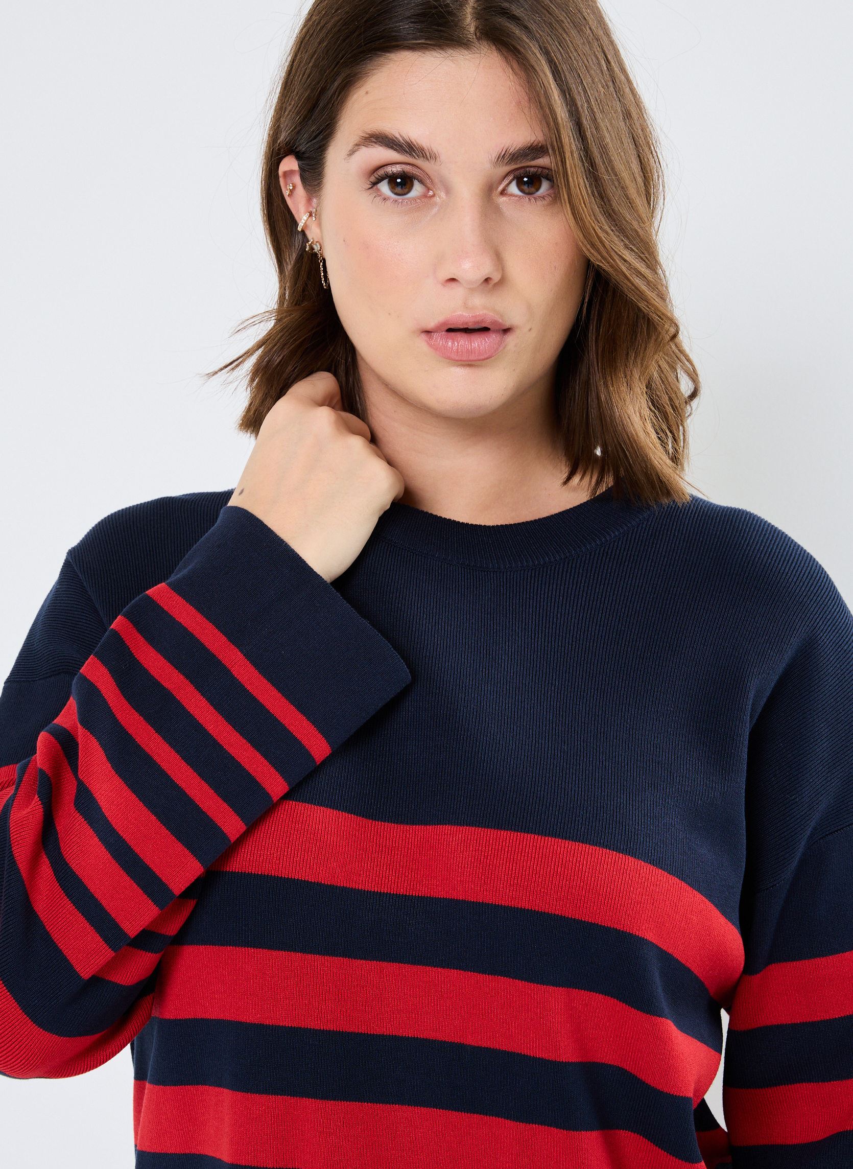 Pullover BYMMORLA WIDE SLEEVE JUMPER - damen blau B-Young Pullover BYMMORLA WIDE SLEEVE JUMPER - damen blau Navy Blazer Mix