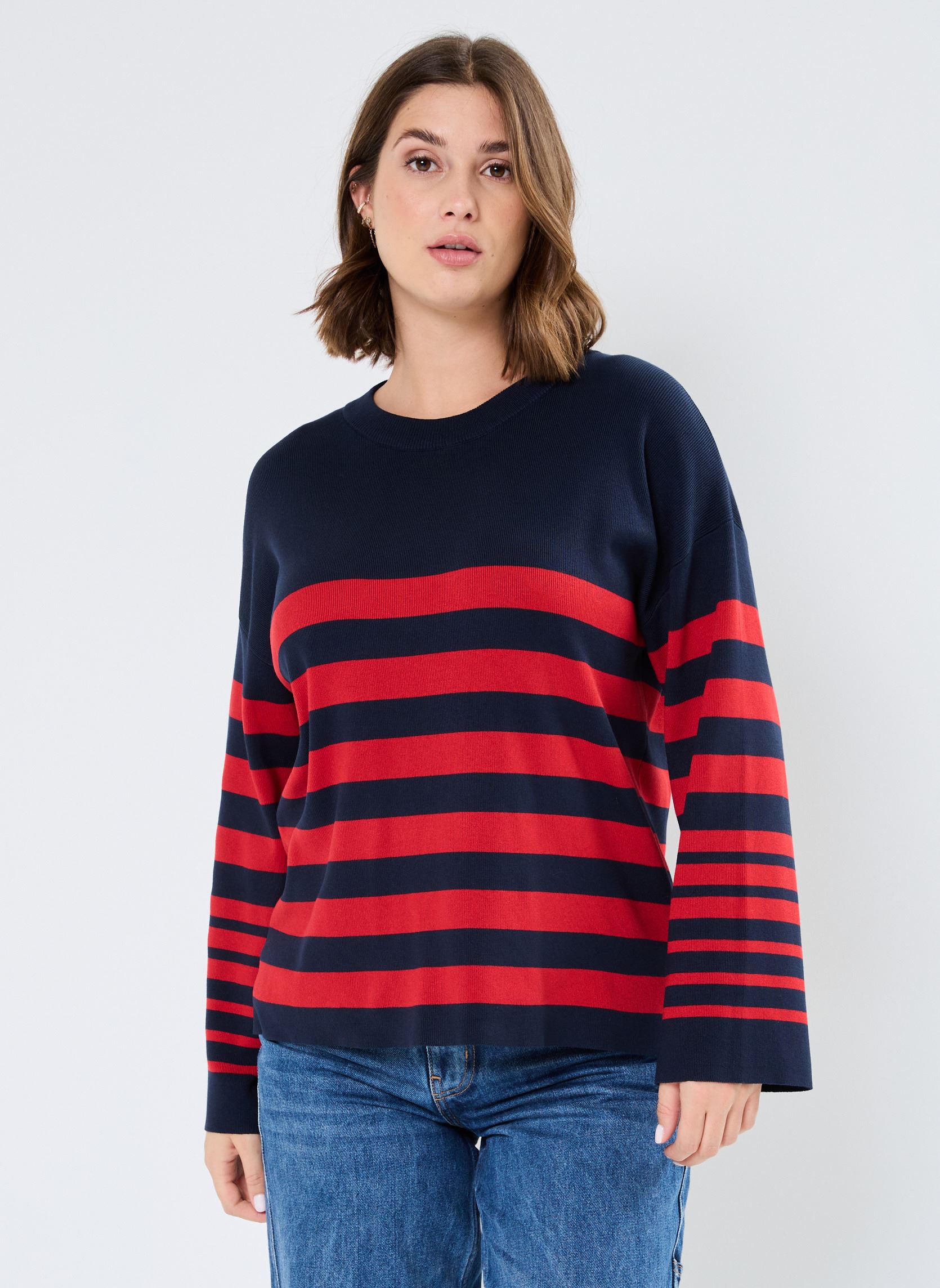 Pullover BYMMORLA WIDE SLEEVE JUMPER - damen blau B-Young Pullover BYMMORLA WIDE SLEEVE JUMPER - damen blau Navy Blazer Mix