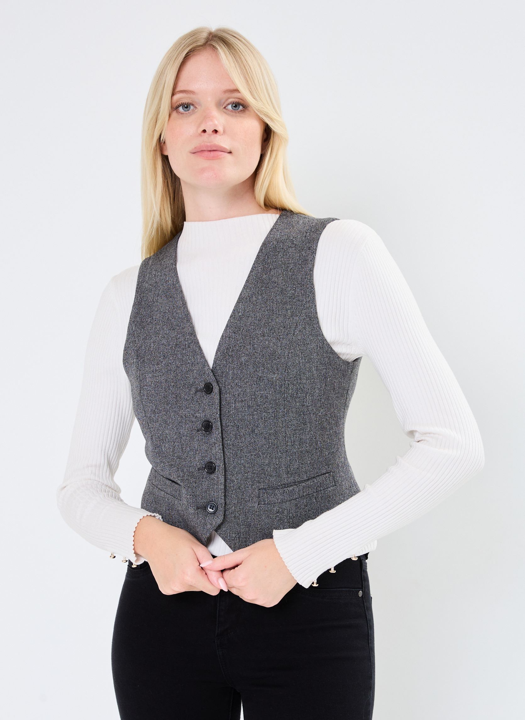 Gilet BYETONA WAISTCOAT - donna grigio B-Young Gilet BYETONA WAISTCOAT - donna grigio Mid Grey Melange