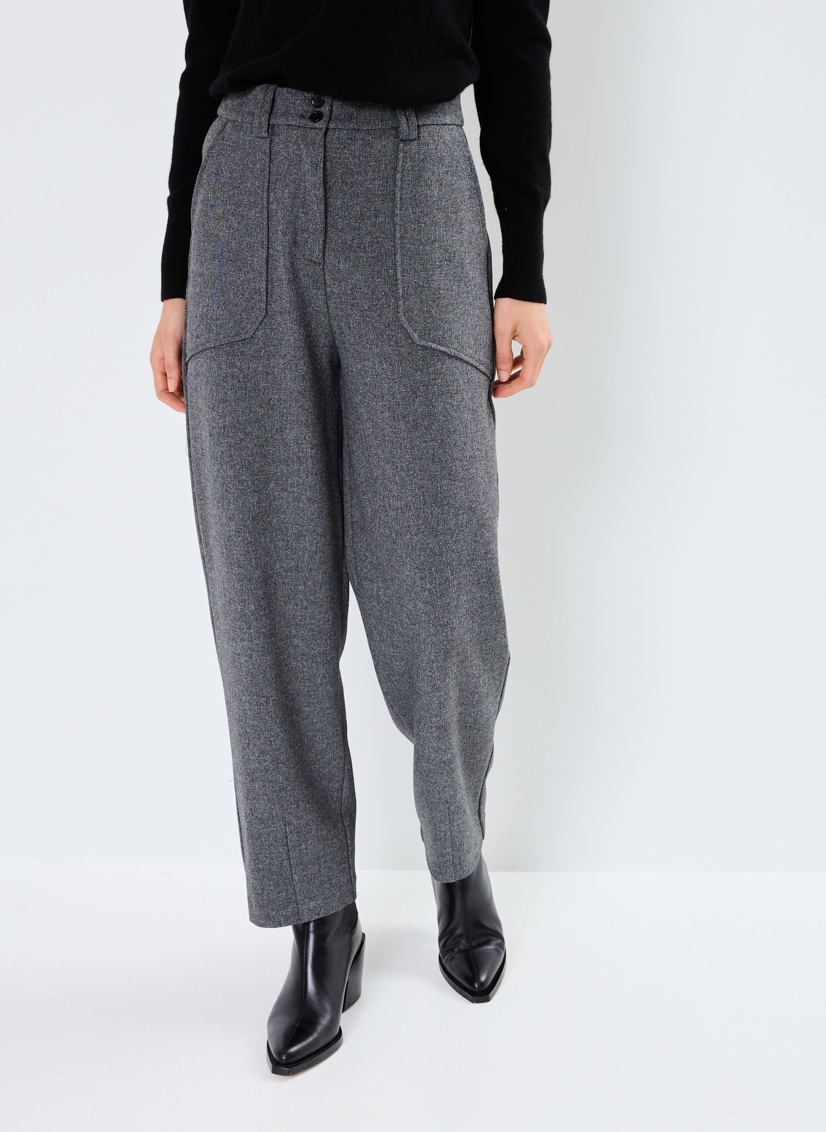 Pantalones rectos BYETONA PANTS - mujer gris B-Young Pantalones rectos BYETONA PANTS - mujer gris Mid Grey Melange