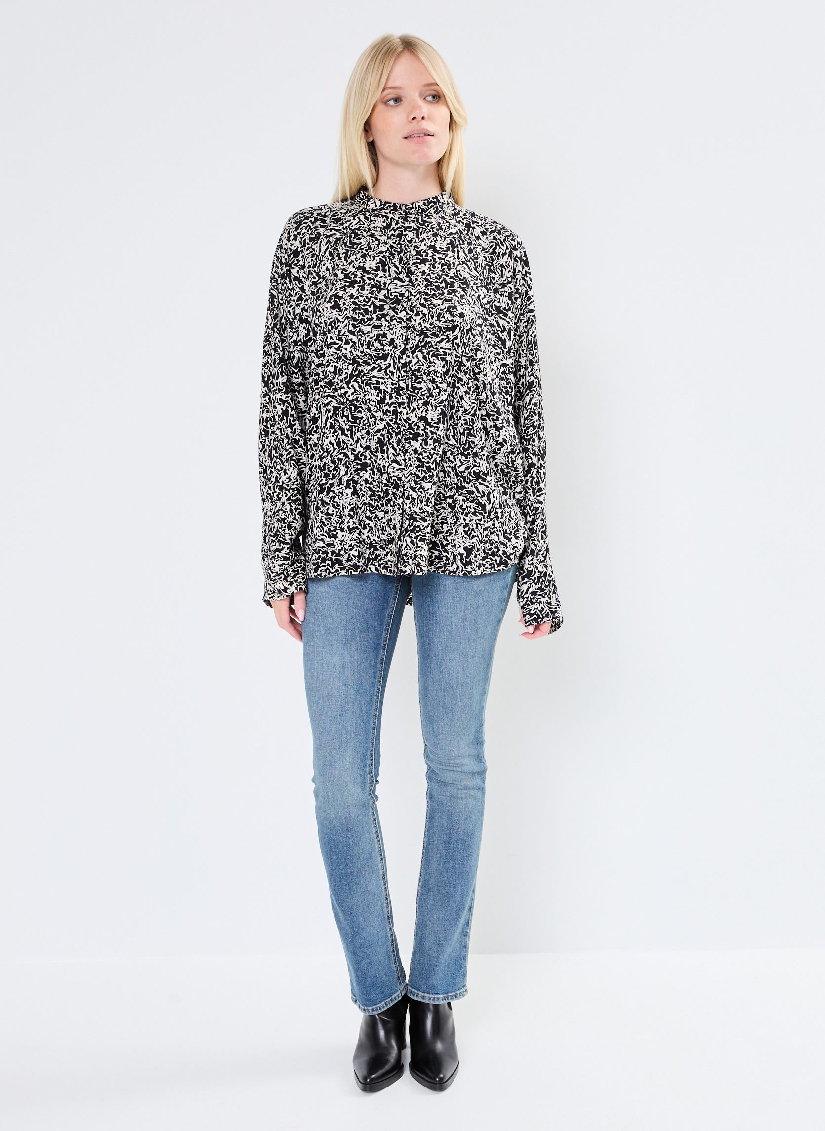 Chemises manches longues BYJOSA BATSLEEVE SHIRT - femme noir B-Young Chemises manches longues BYJOSA BATSLEEVE SHIRT - femme noir BLACK ZIGZAG MIX
