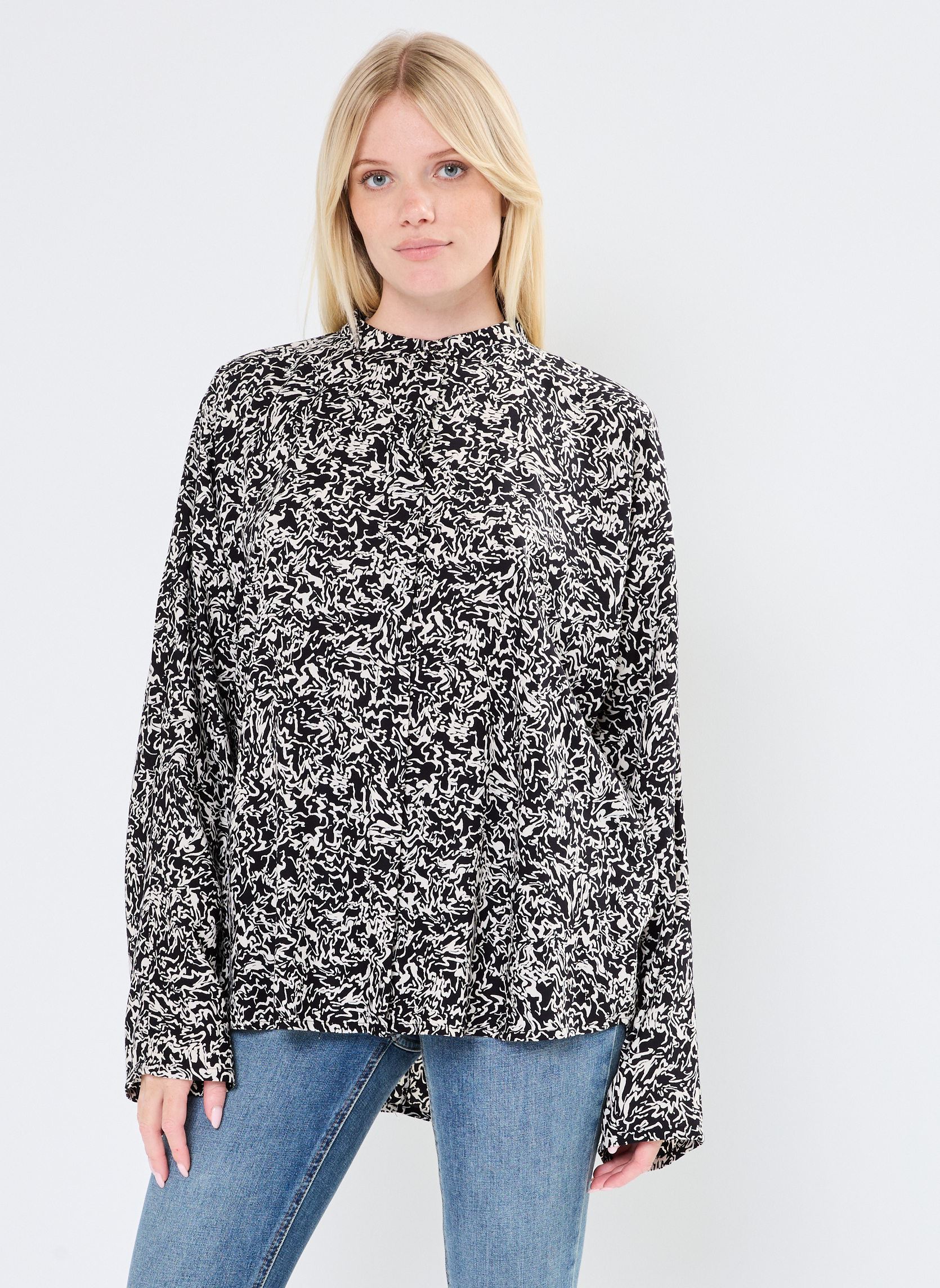 Chemises manches longues BYJOSA BATSLEEVE SHIRT - femme noir B-Young Chemises manches longues BYJOSA BATSLEEVE SHIRT - femme noir BLACK ZIGZAG MIX