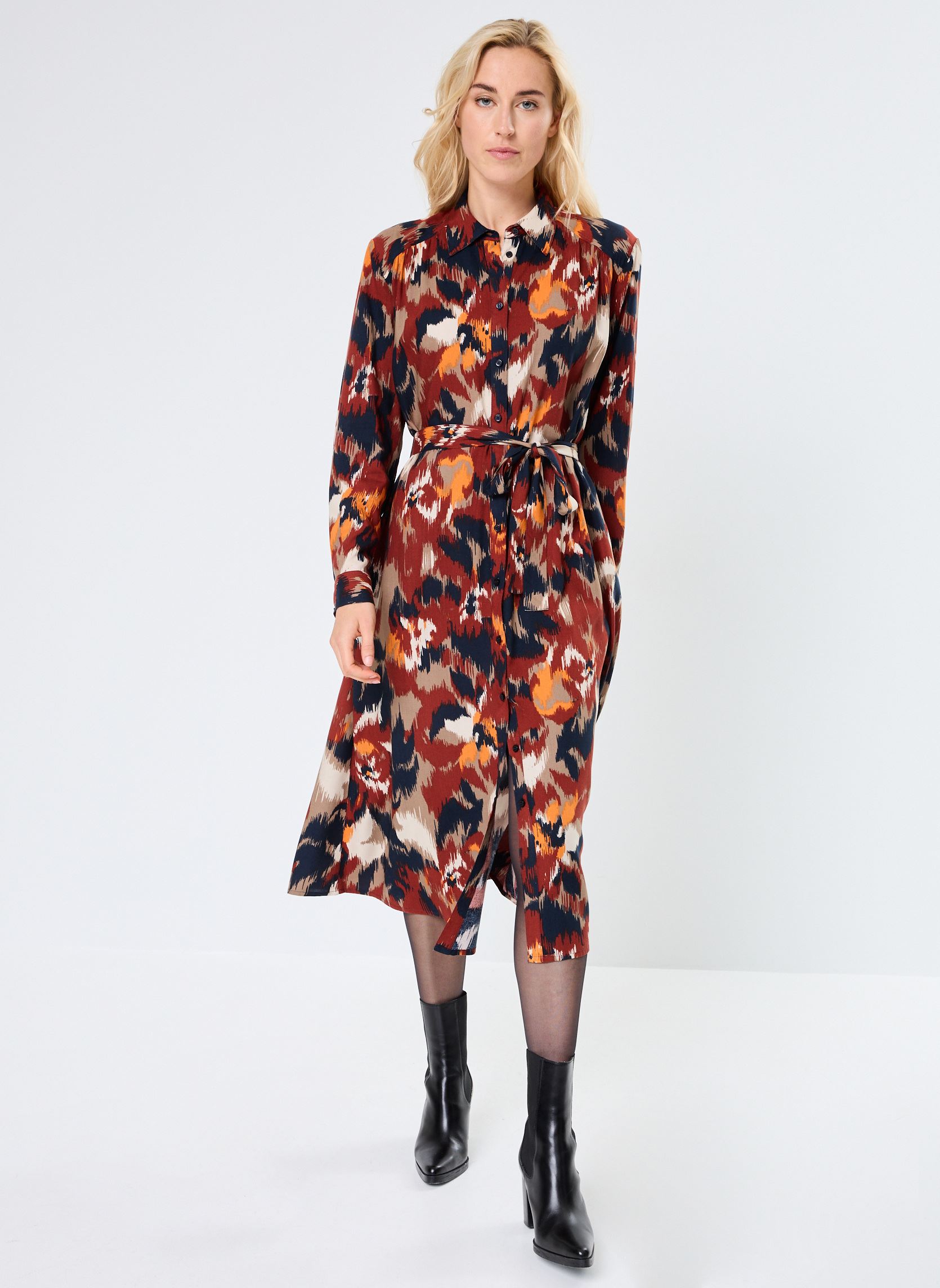 Robes longues BYJOSA SHIRT DRESS 4 - femme orange B-Young Robes longues BYJOSA SHIRT DRESS 4 - femme orange HARVEST PUMPKIN FLOWER MIX