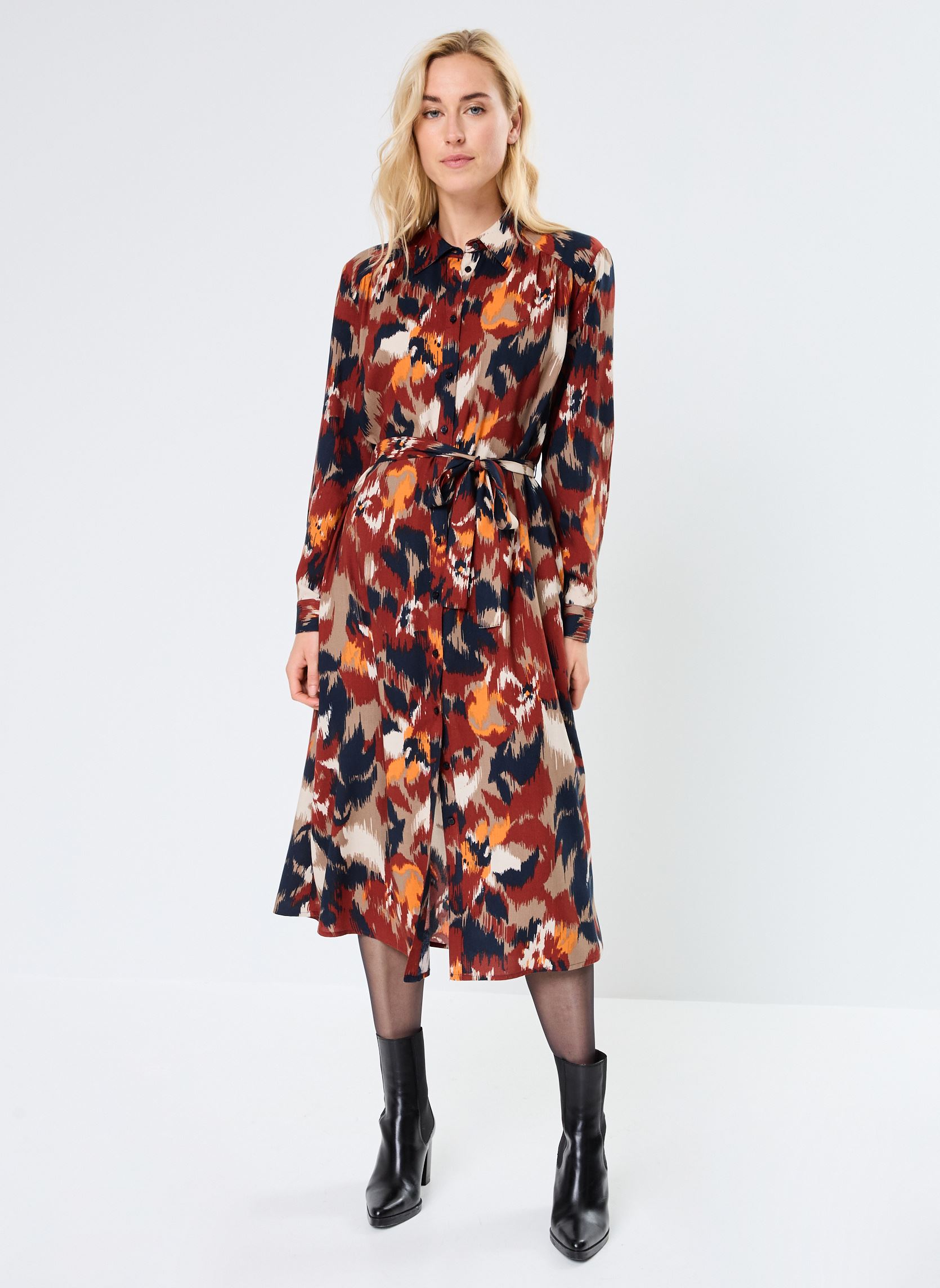 Robes longues BYJOSA SHIRT DRESS 4 - femme orange B-Young Robes longues BYJOSA SHIRT DRESS 4 - femme orange HARVEST PUMPKIN FLOWER MIX