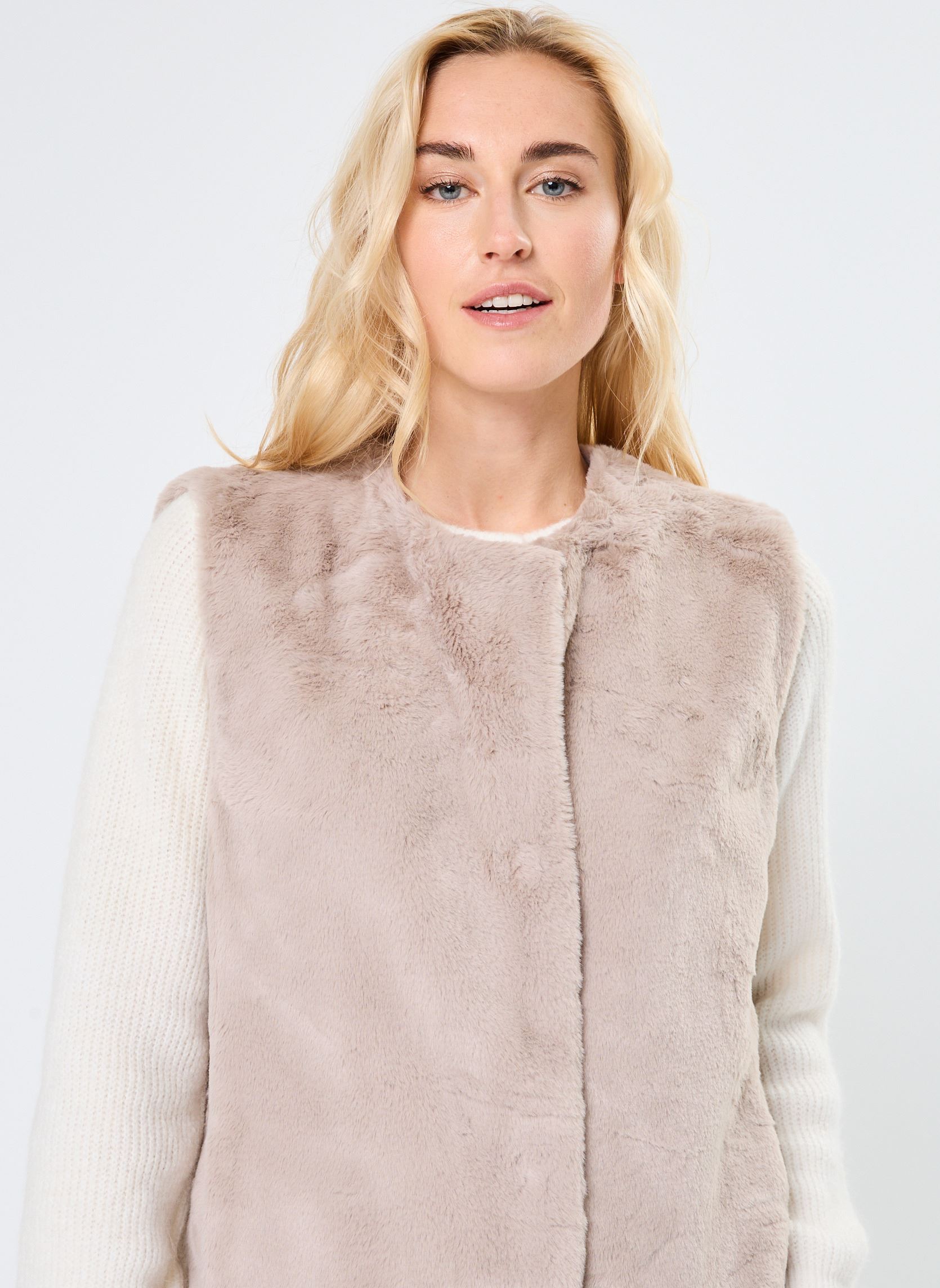 Vestes fourrure BYCALINO WAISTCOAT - femme beige B-Young Vestes fourrure BYCALINO WAISTCOAT - femme beige String