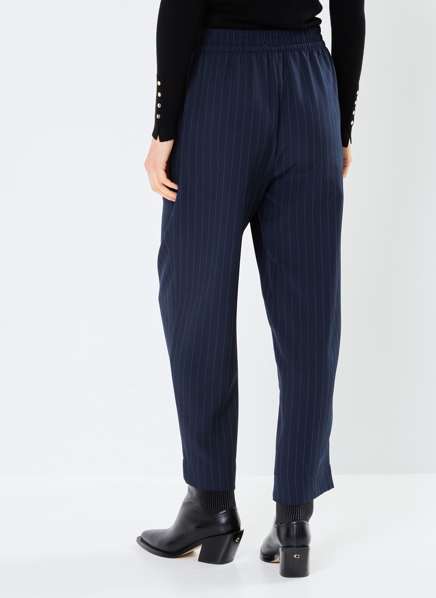 Pantalons larges BYMMIDDE BARREL PANTS - femme bleu B-Young Pantalons larges BYMMIDDE BARREL PANTS - femme bleu Navy Pinstripe Mix