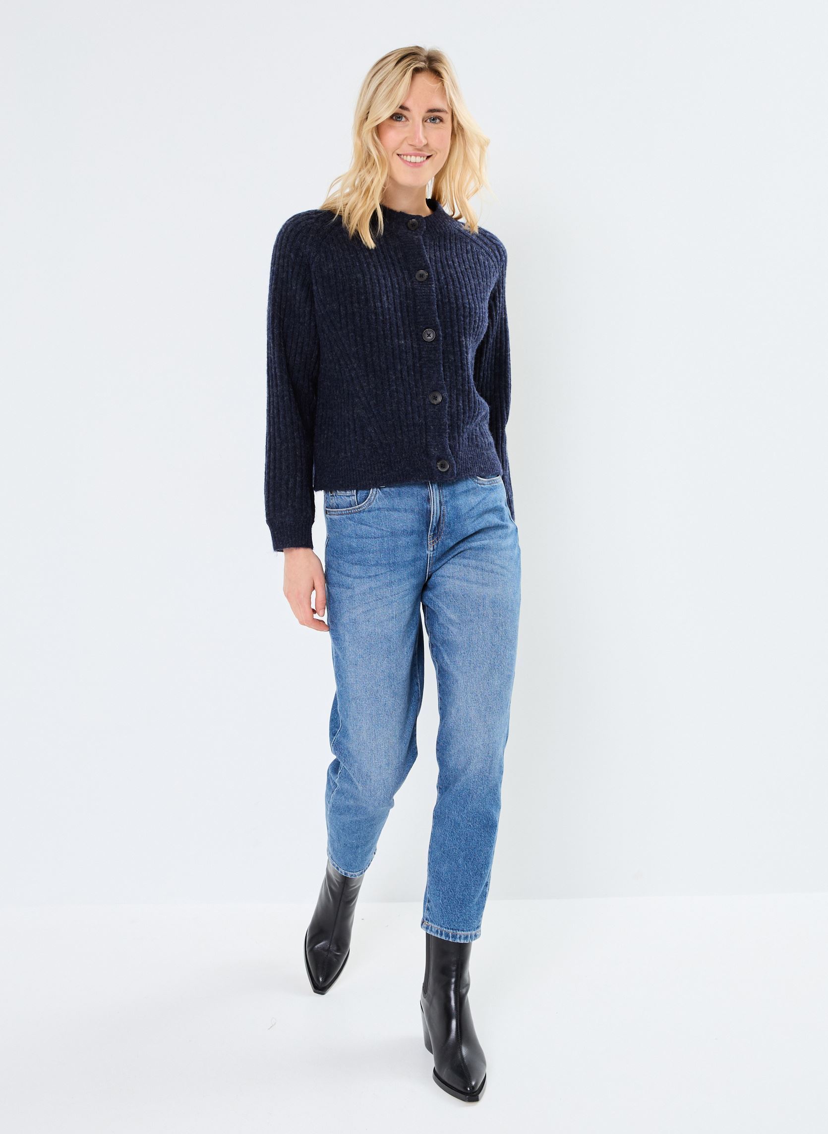 Gilets BYNELLO SHORT CARDIGAN - femme bleu B-Young Gilets BYNELLO SHORT CARDIGAN - femme bleu NAVY BLAZER MELANGE