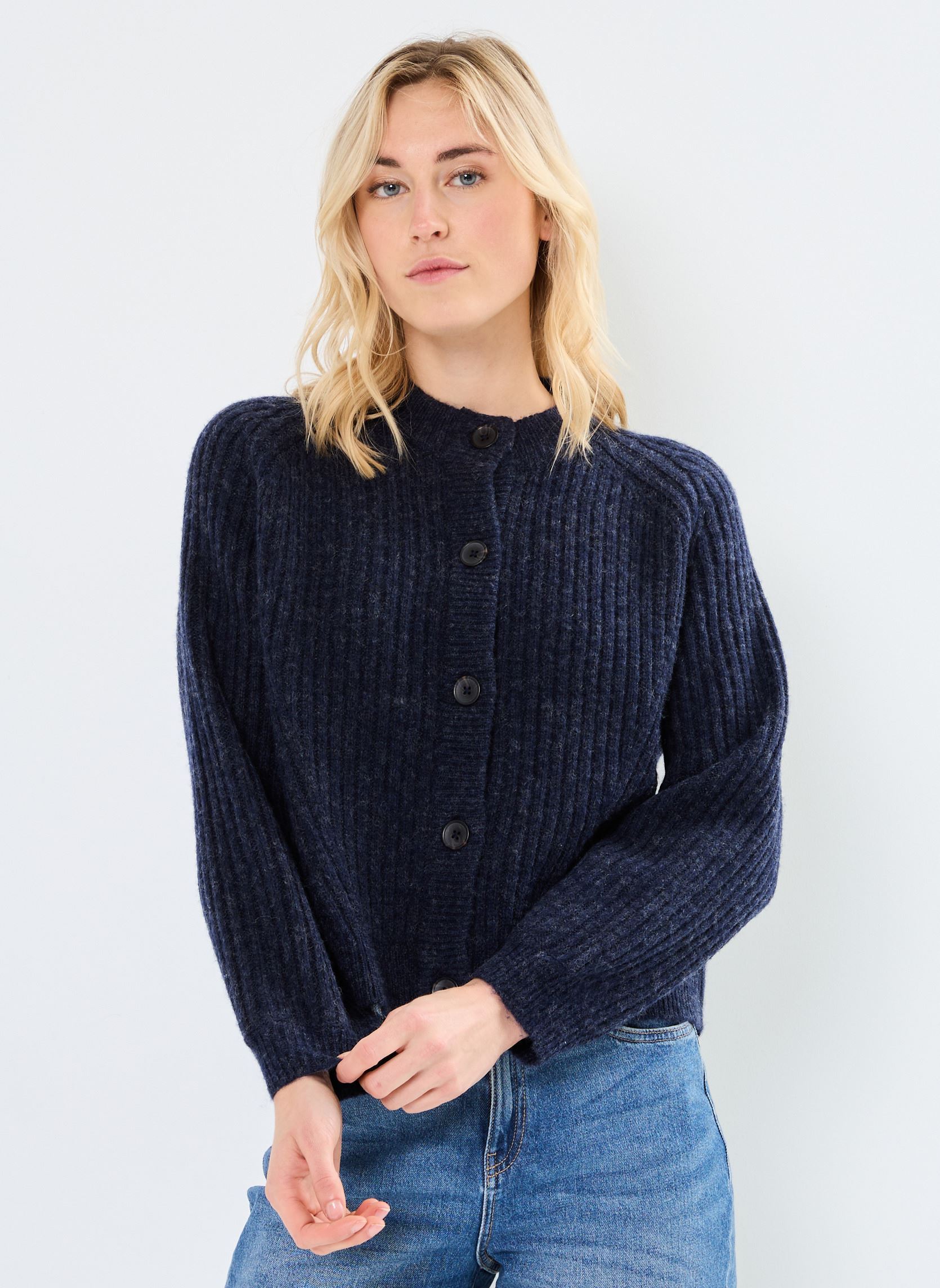 Gilets BYNELLO SHORT CARDIGAN - femme bleu B-Young Gilets BYNELLO SHORT CARDIGAN - femme bleu NAVY BLAZER MELANGE