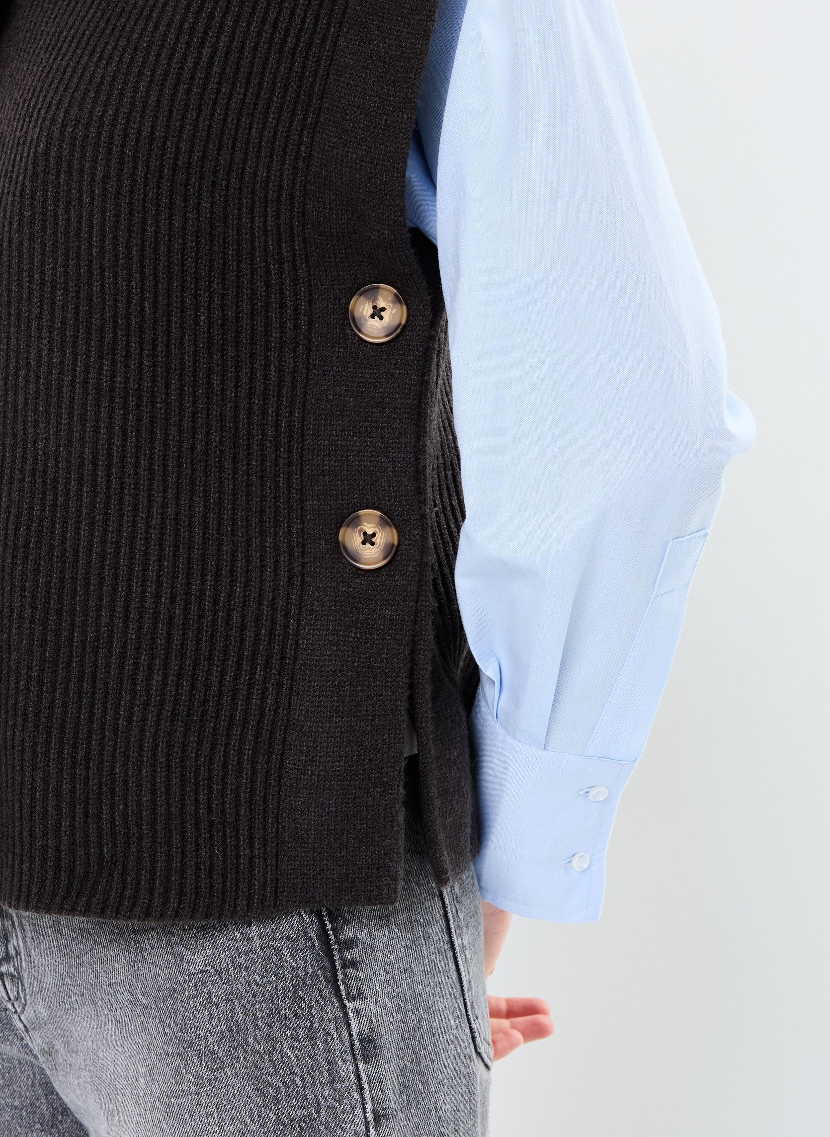 Pullover BYMILONE POLO VEST - damen grau B-Young Pullover BYMILONE POLO VEST - damen grau Dark Grey Melange
