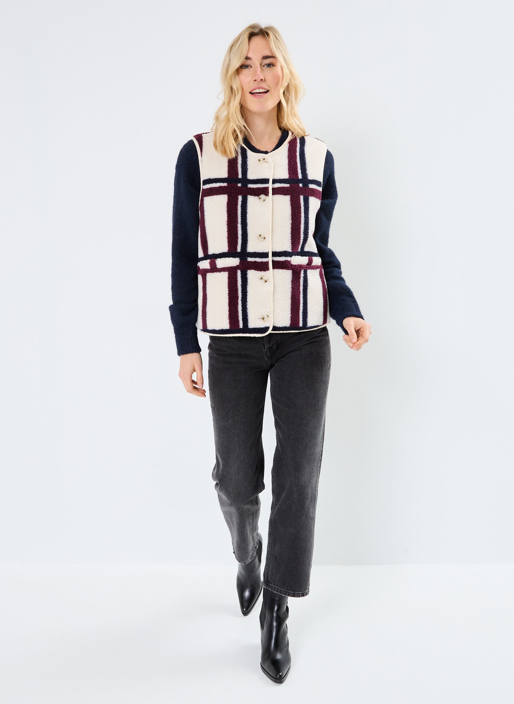 Vestes sans manches Ihganila Wa femme beige Ichi Vestes sans manches Ihganila Wa femme beige BIRCH CHECKED