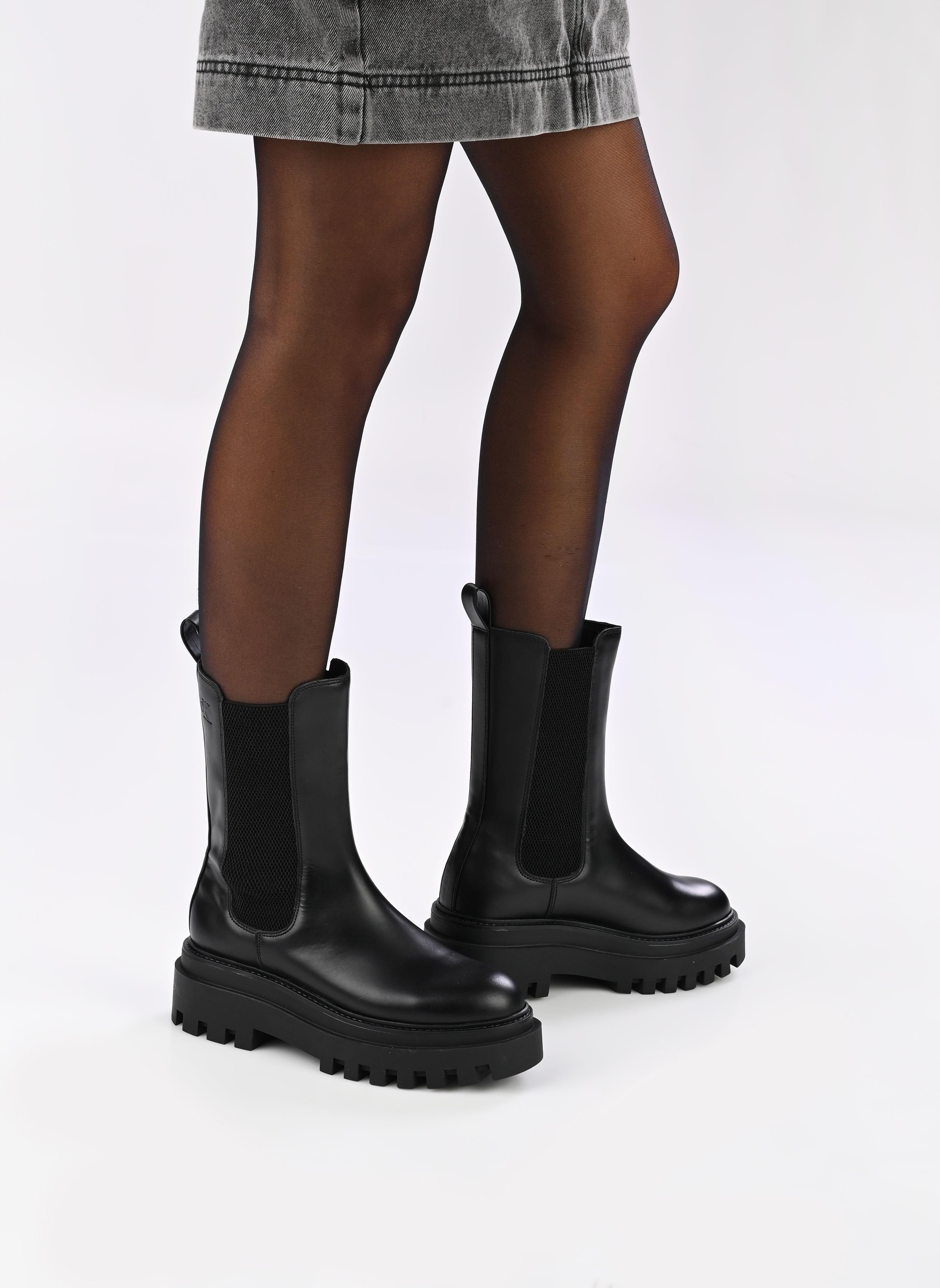 Stiefeletten und Stiefel FLATFORM CHELSEA BOOT MG LTH damen schwarz Calvin Klein Stiefeletten und Stiefel FLATFORM CHELSEA BOOT MG LTH damen schwarz 0GJ TRIPLE BLACK