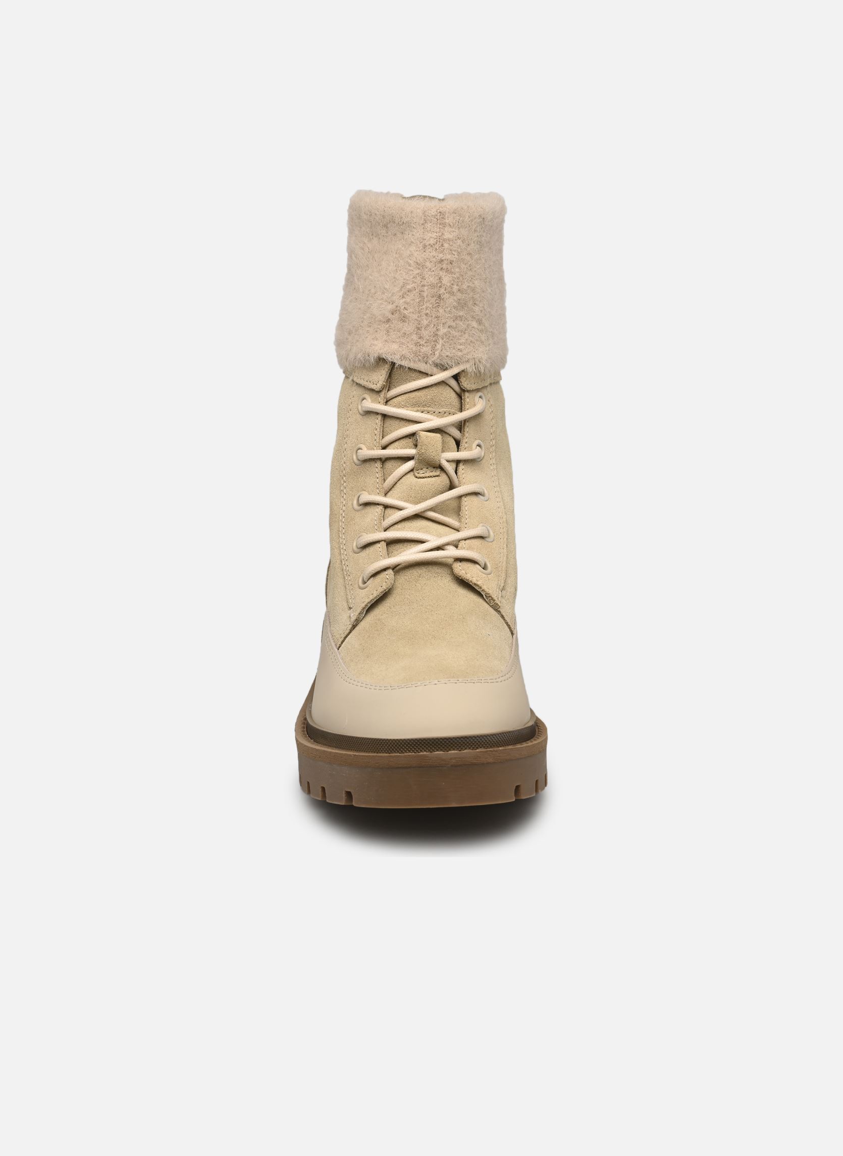 Geschnürte Stiefeletten COMBAT MID LACE UP BOOT WL damen beige Calvin Klein Geschnürte Stiefeletten COMBAT MID LACE UP BOOT WL damen beige 0HG EGGSHELL/SAVANNAH TAN