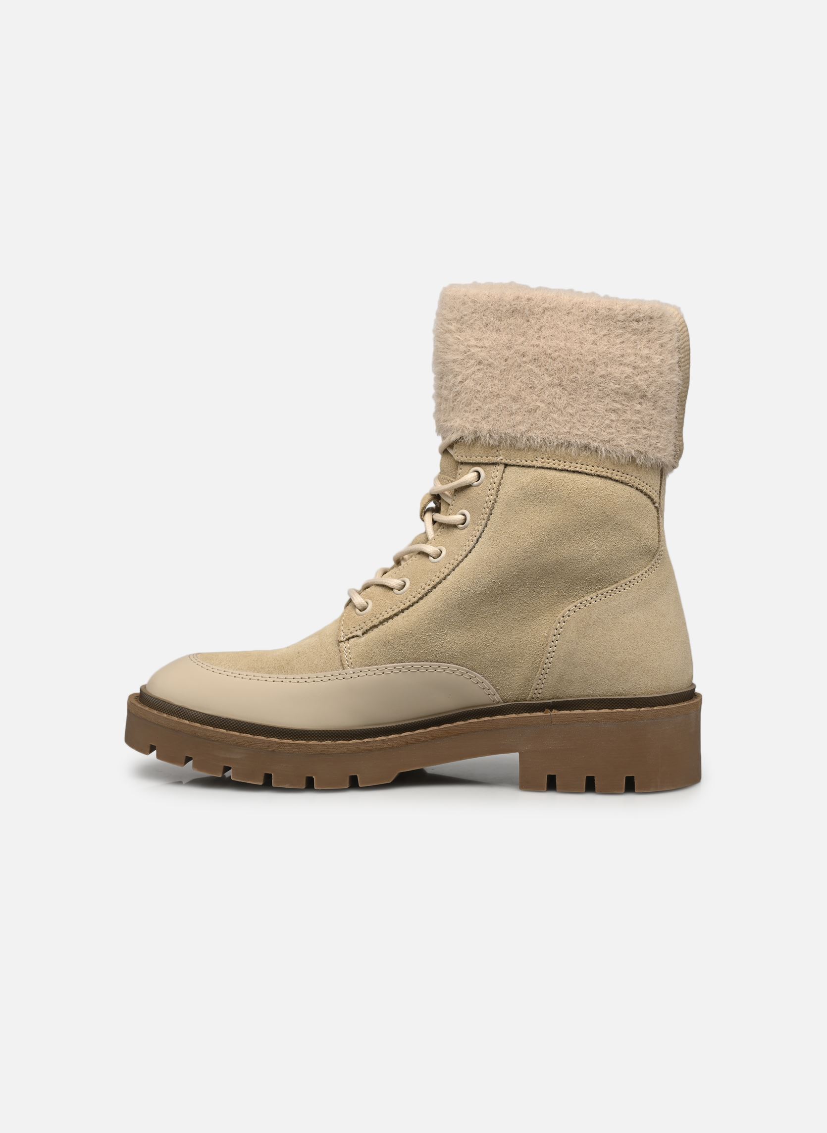 Geschnürte Stiefeletten COMBAT MID LACE UP BOOT WL damen beige Calvin Klein Geschnürte Stiefeletten COMBAT MID LACE UP BOOT WL damen beige 0HG EGGSHELL/SAVANNAH TAN