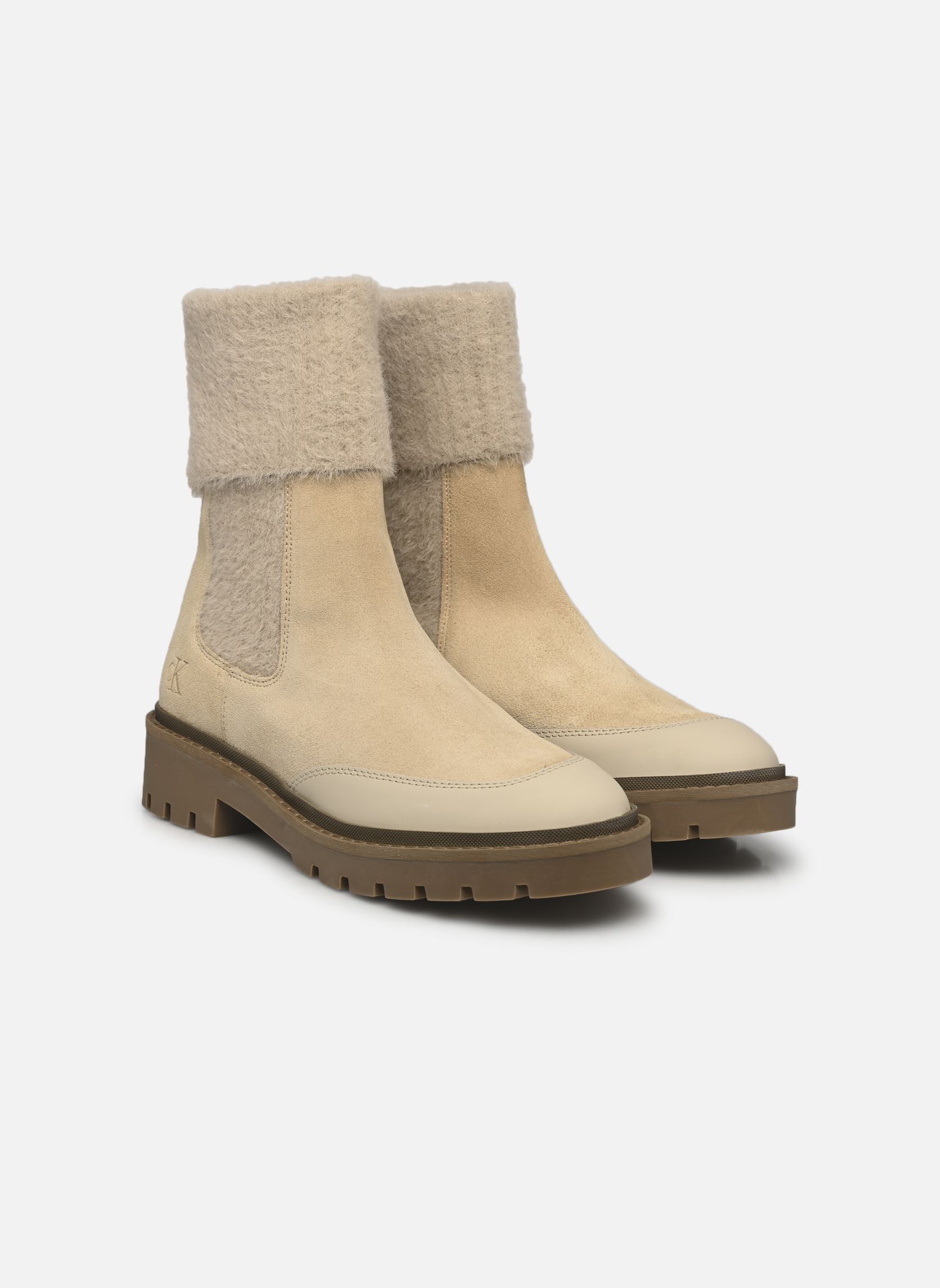 Bottines et boots COMBAT MID CHELSEA BOOT WL femme beige Calvin Klein Bottines et boots COMBAT MID CHELSEA BOOT WL femme beige 0HG EGGSHELL/SAVANNAH TAN