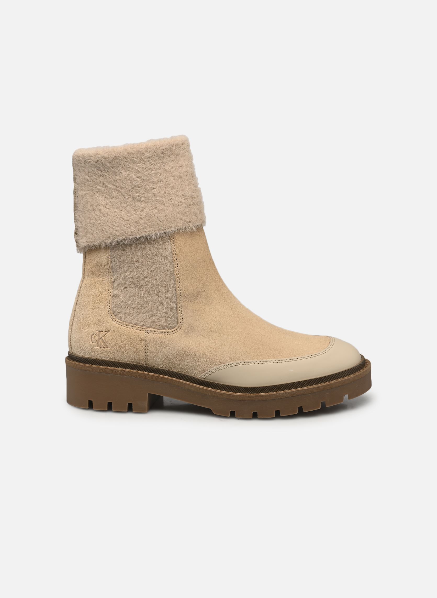 Bottines et boots COMBAT MID CHELSEA BOOT WL femme beige Calvin Klein Bottines et boots COMBAT MID CHELSEA BOOT WL femme beige 0HG EGGSHELL/SAVANNAH TAN