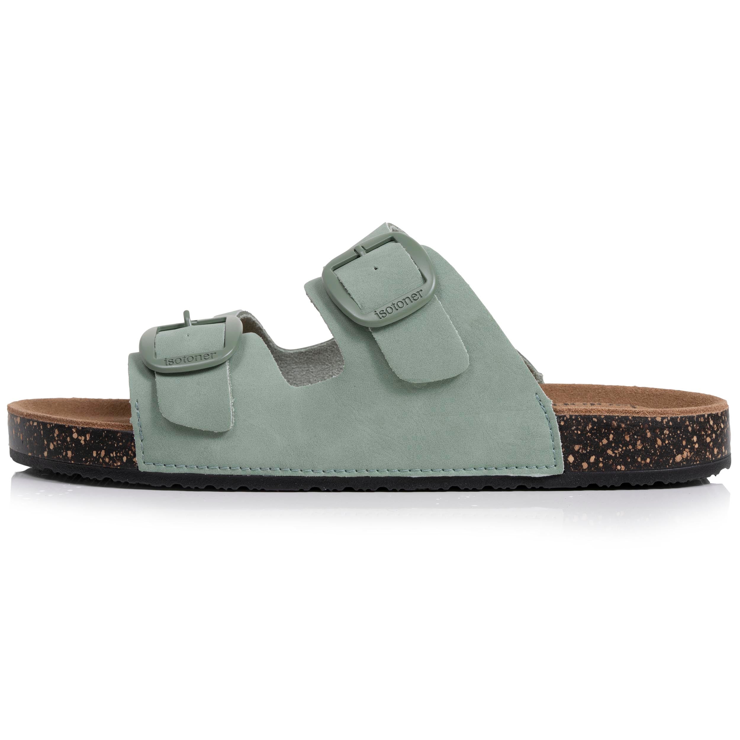 Mules Mules sandales Femme Double Bride Doré femme vert Isotoner Mules Mules sandales Femme Double Bride Doré femme vert Vert