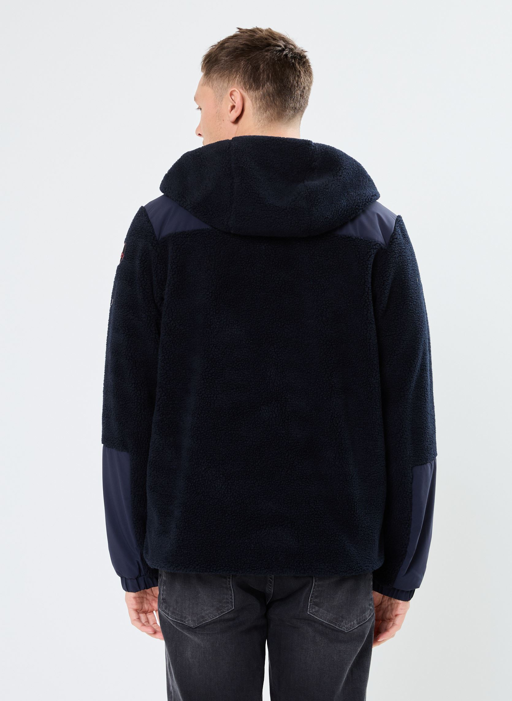Pull Polaire Homme GANT, Bleu Marine, Taille L, Vintage, 1/4 Zip, Poches